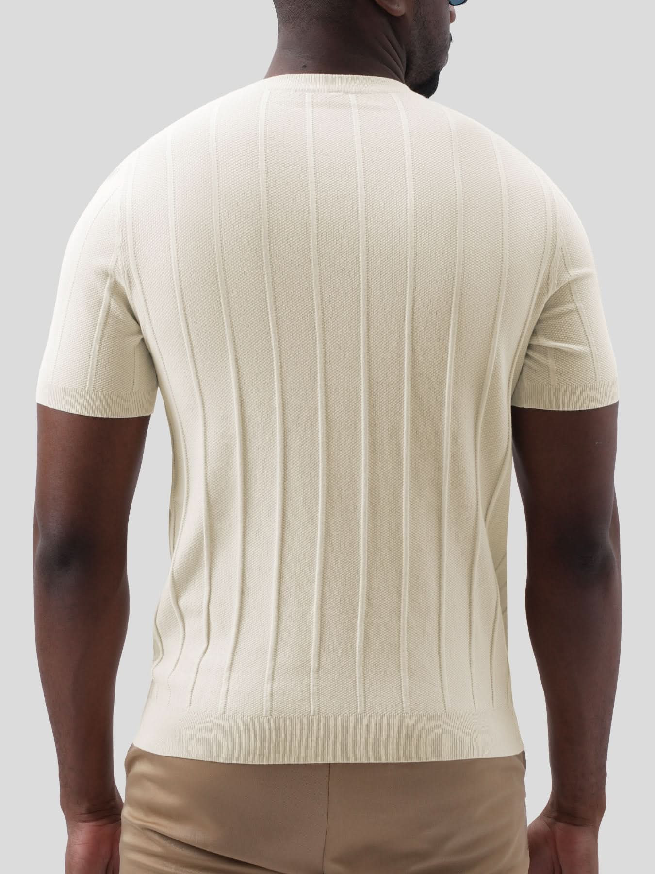 GentleKnit Breathable Striped Short Sleeve Knitted T-Shirt