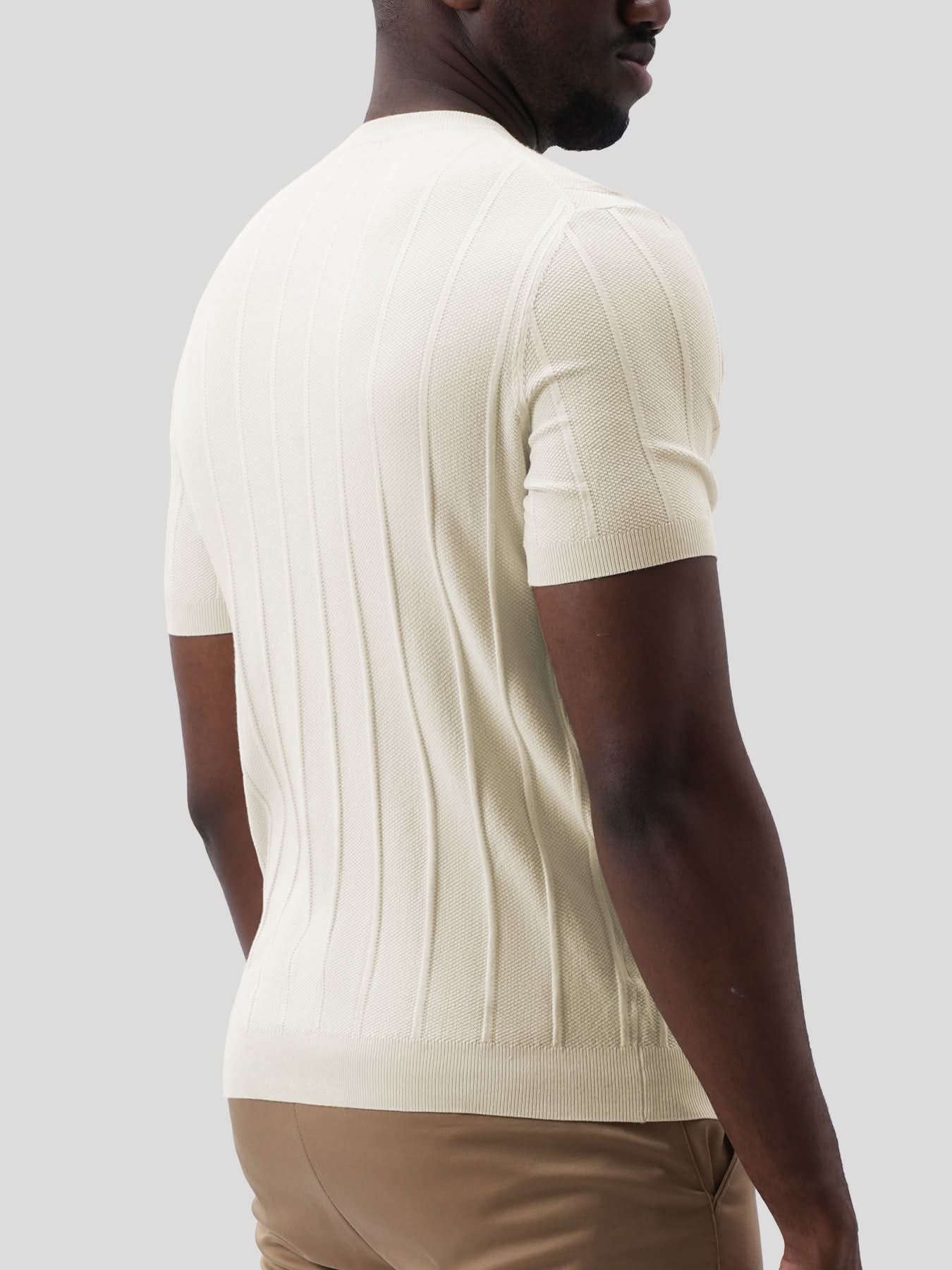 GentleKnit Breathable Striped Short Sleeve Knitted T-Shirt