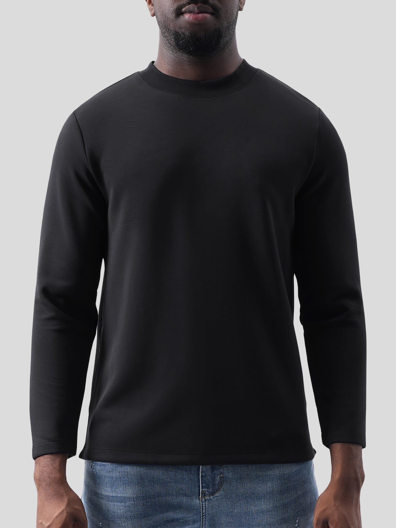 Modal Blend Elbow Patch Long Sleeve Tee:Classic Fit