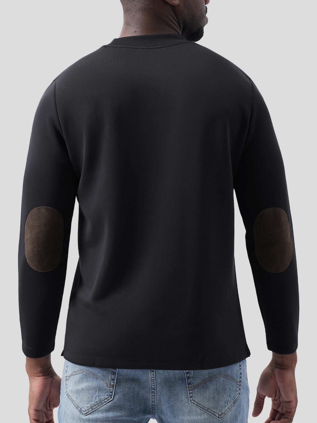Modal Blend Elbow Patch Long Sleeve Tee:Classic Fit