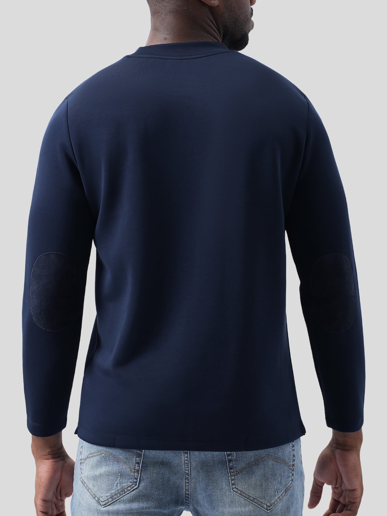 Modal Blend Elbow Patch Long Sleeve Tee:Classic Fit