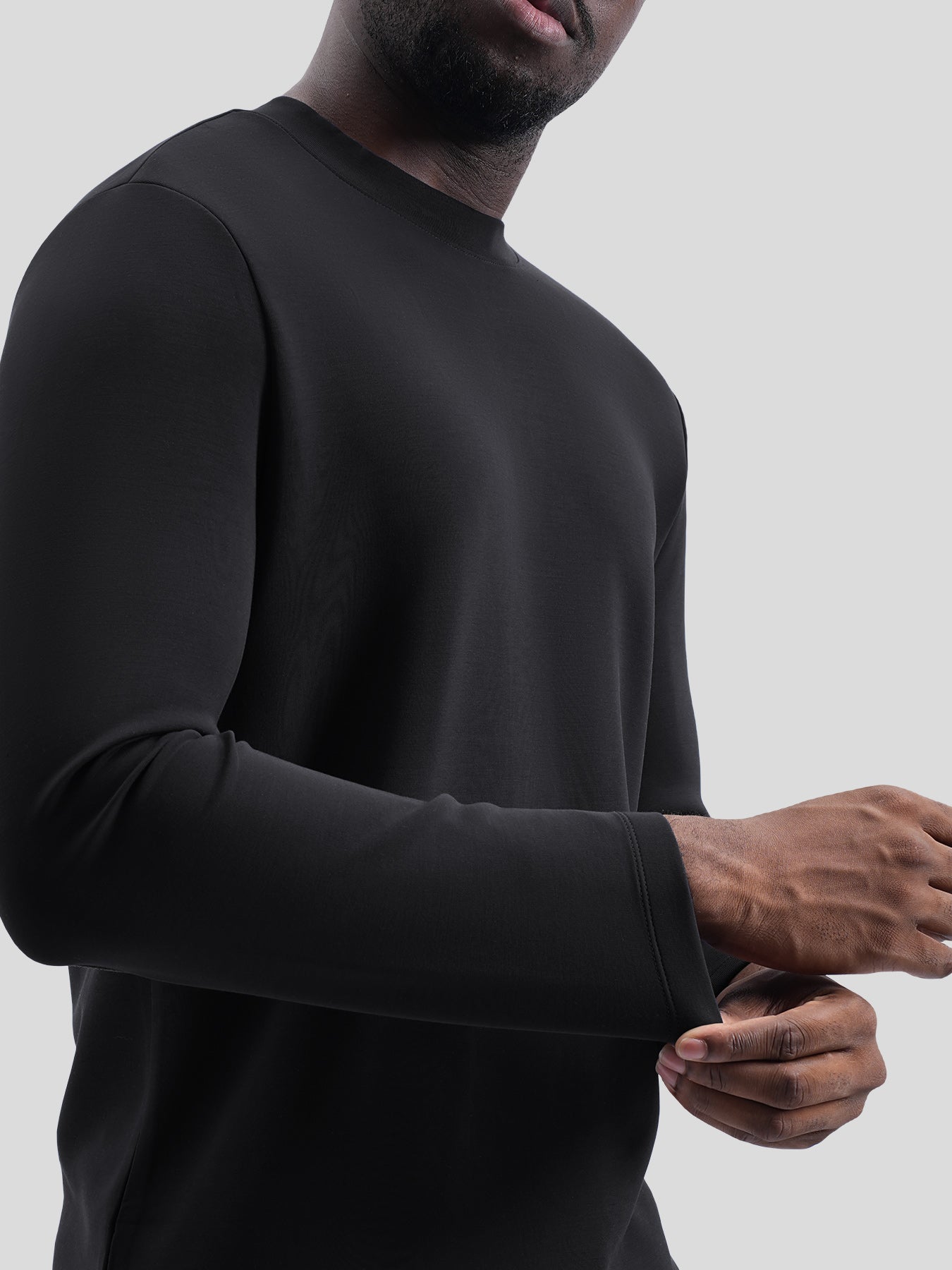 Modal Blend Elbow Patch Long Sleeve Tee:Classic Fit