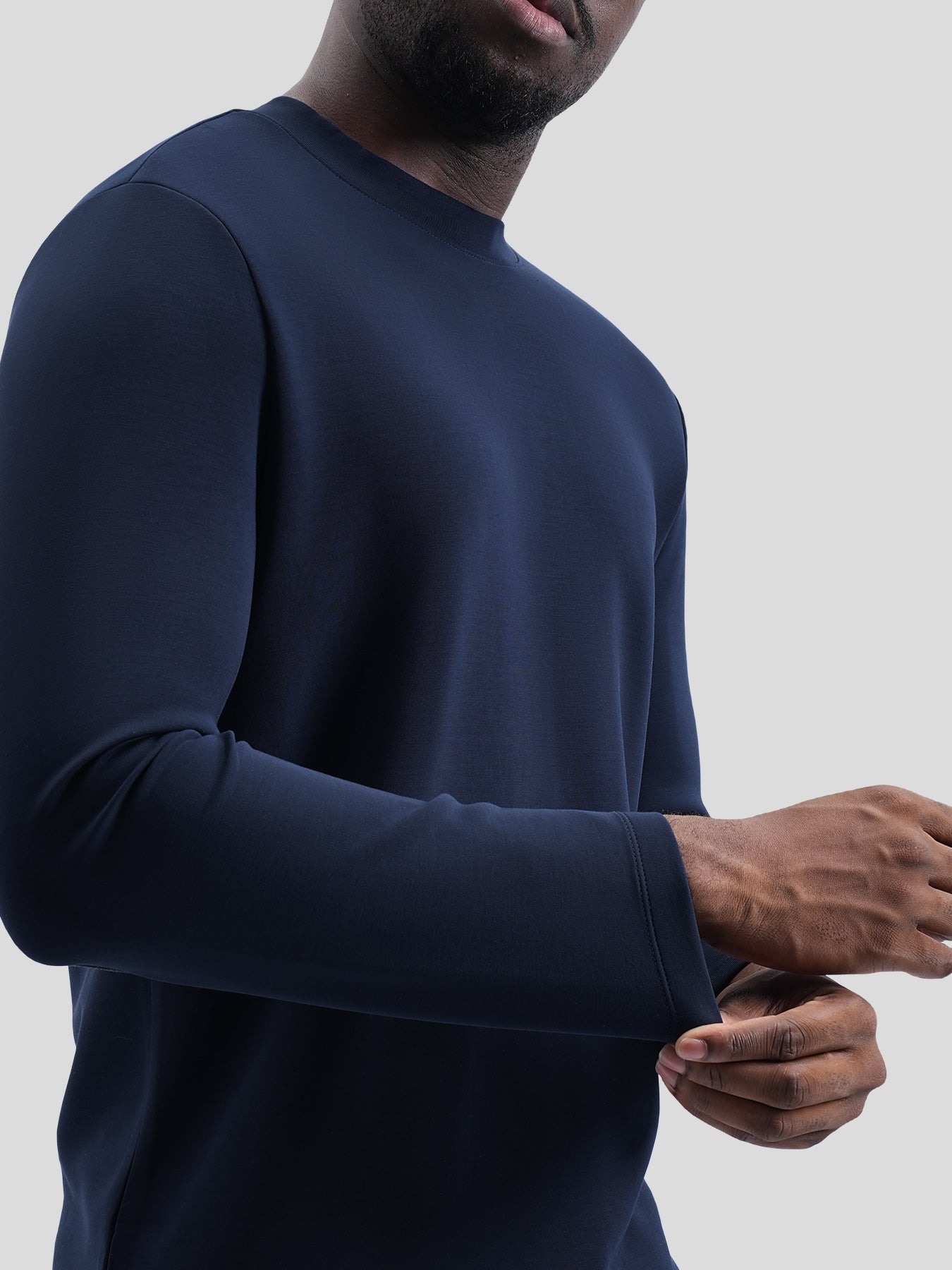 Modal Blend Elbow Patch Long Sleeve Tee:Classic Fit