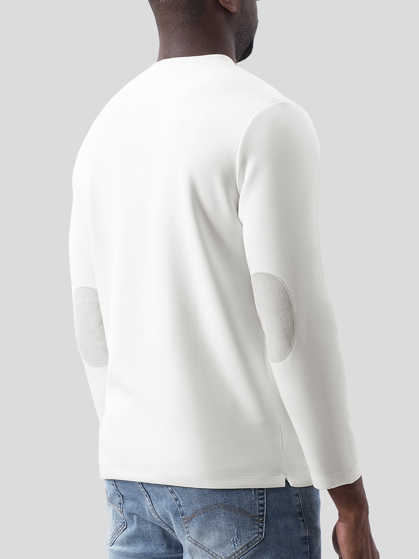 Modal Blend Elbow Patch Long Sleeve Tee:Classic Fit