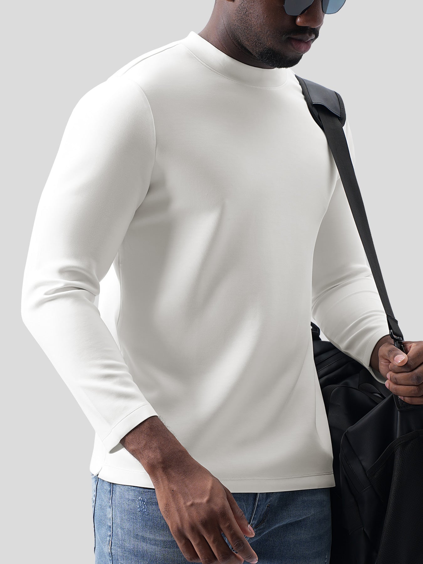Modal Blend Elbow Patch Long Sleeve Tee:Classic Fit