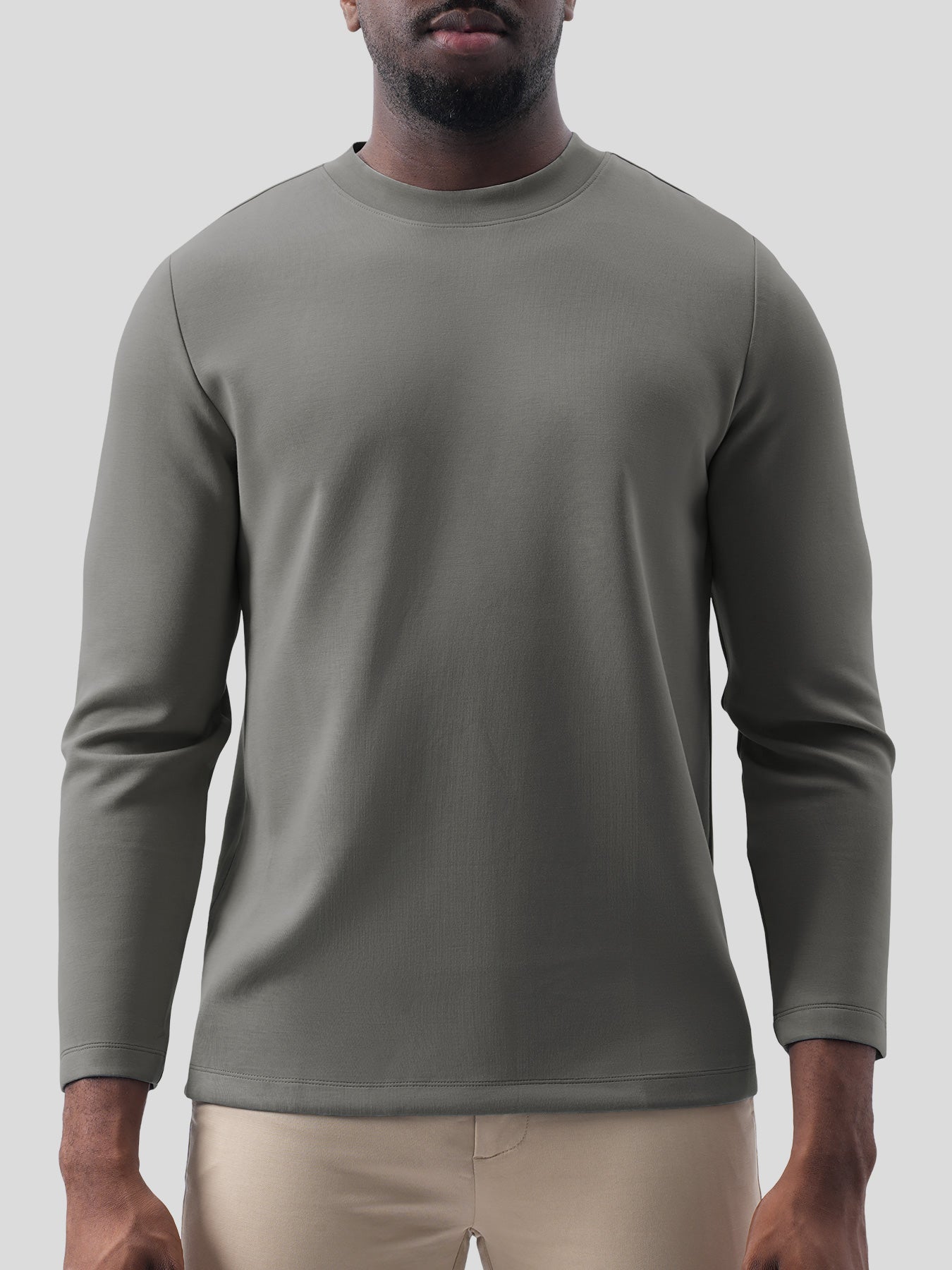 Modal Blend Elbow Patch Long Sleeve Tee:Classic Fit