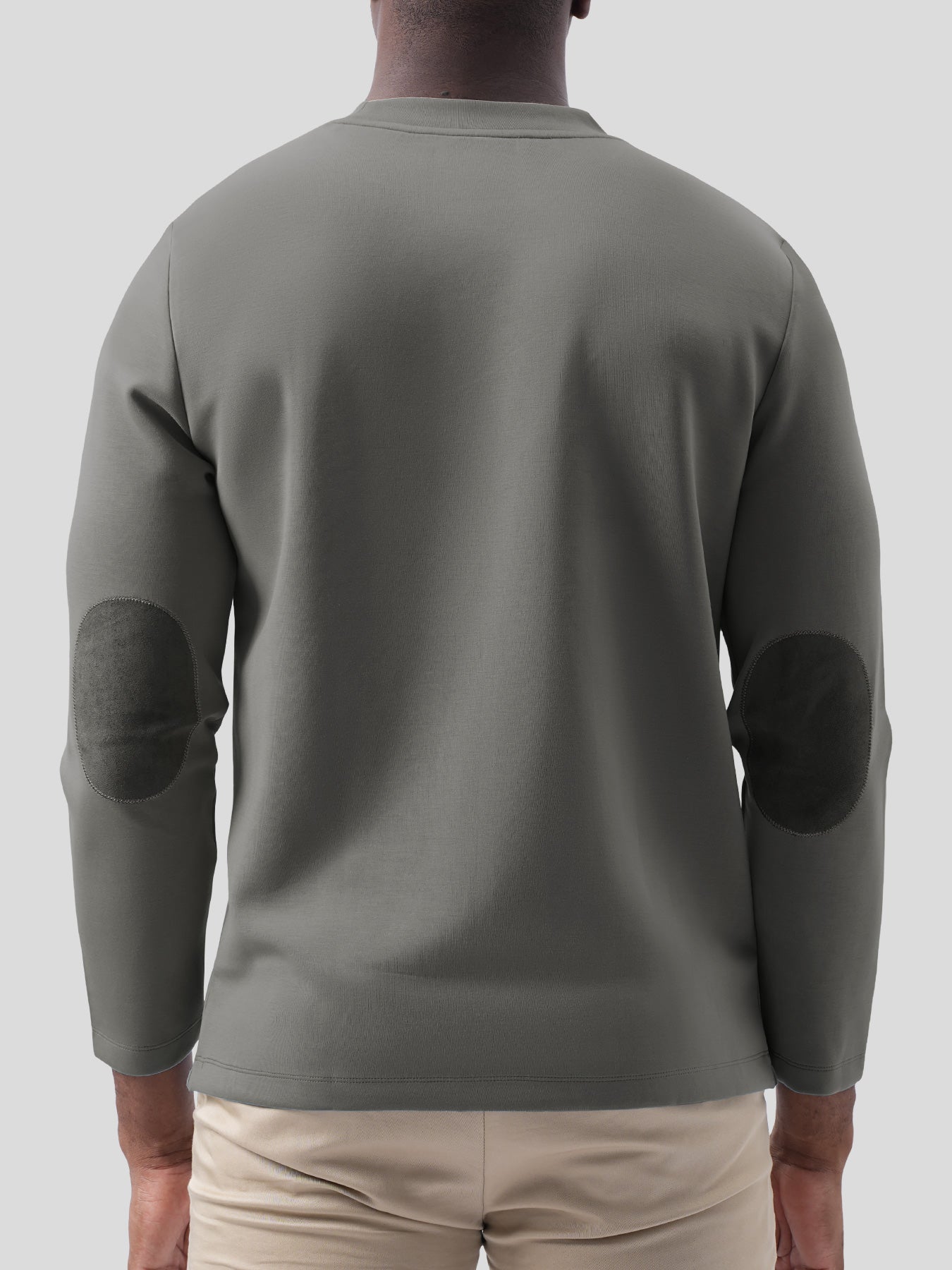 Modal Blend Elbow Patch Long Sleeve Tee:Classic Fit