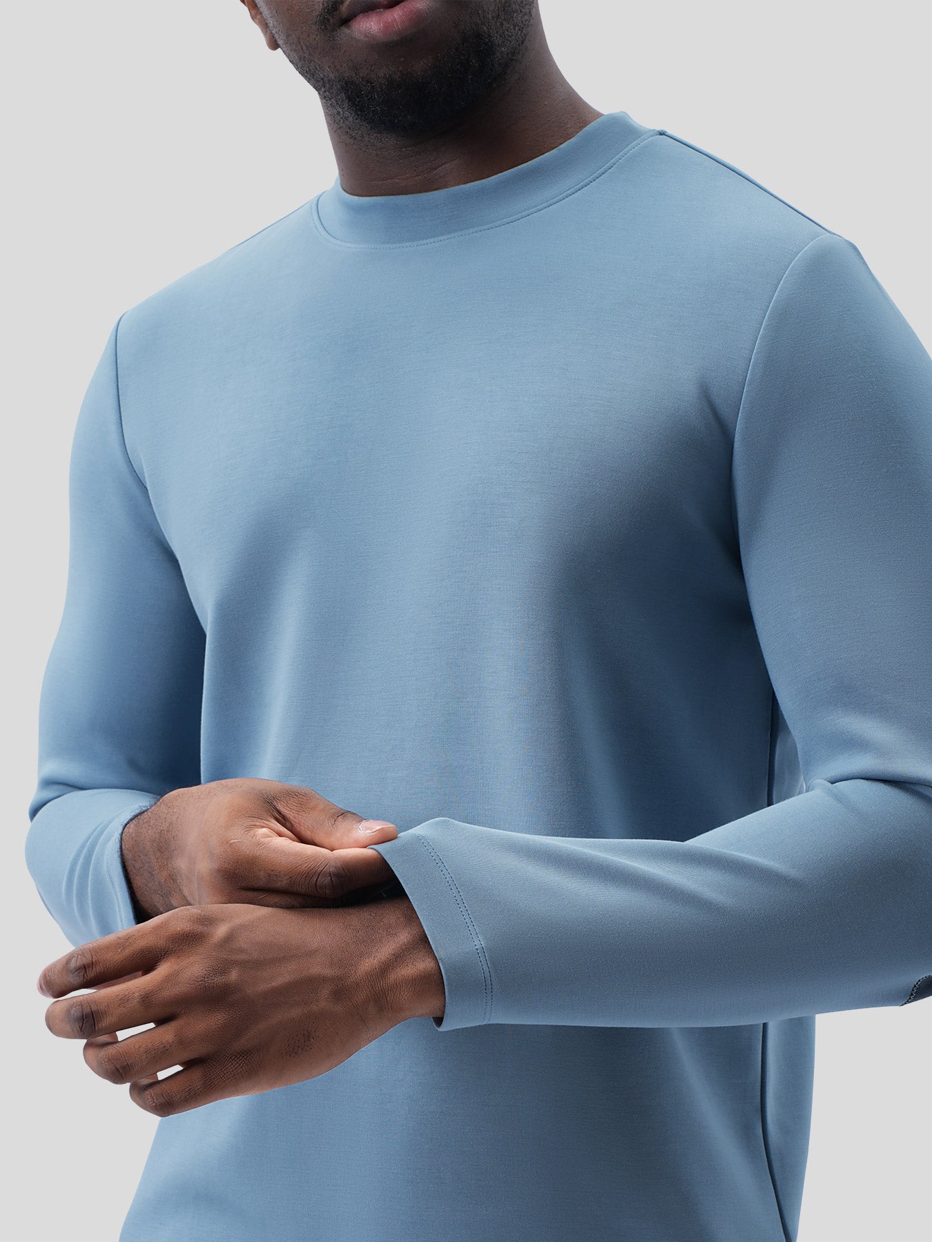 Modal Blend Elbow Patch Long Sleeve Tee:Classic Fit