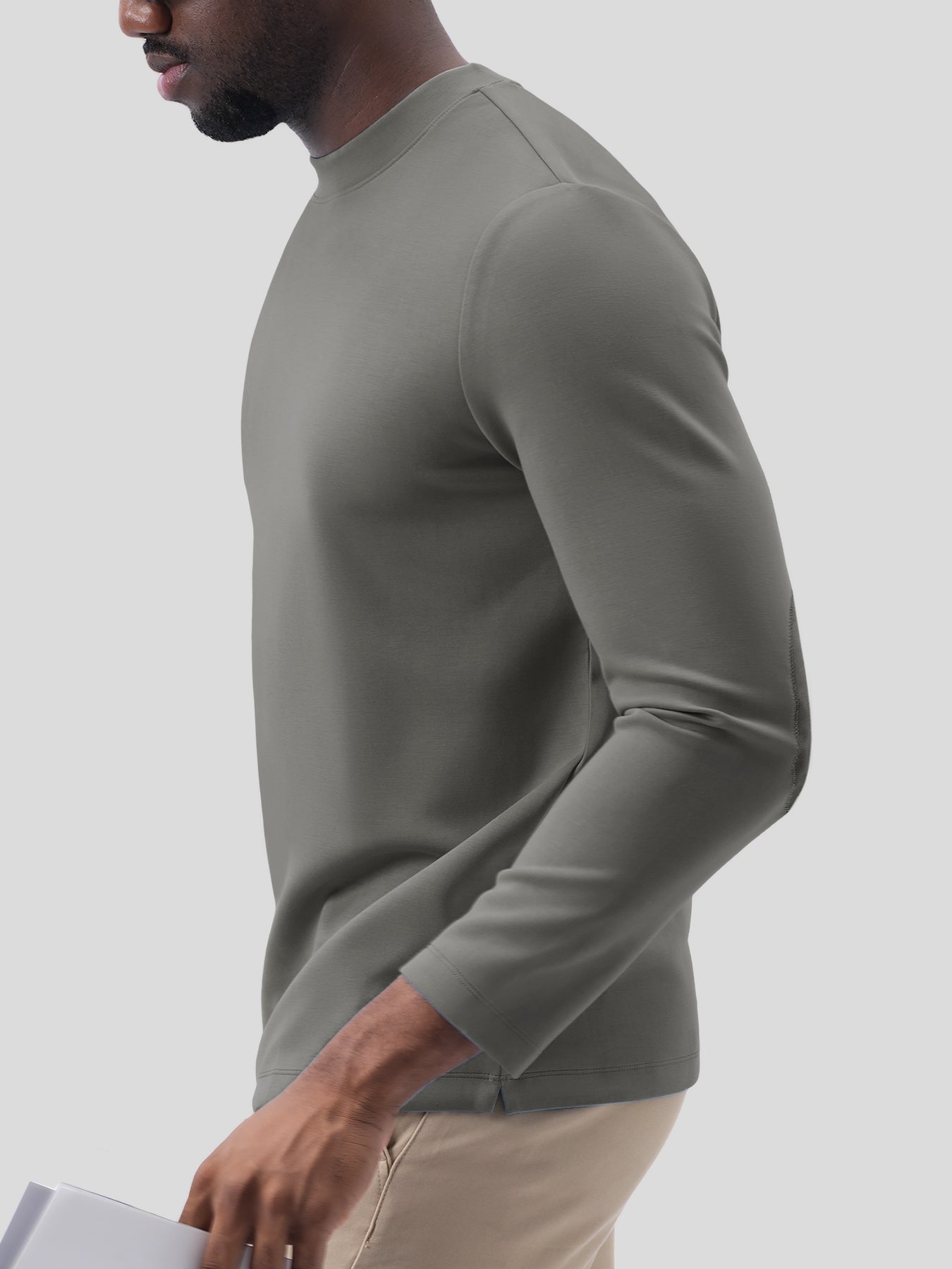 Modal Blend Elbow Patch Long Sleeve Tee:Classic Fit