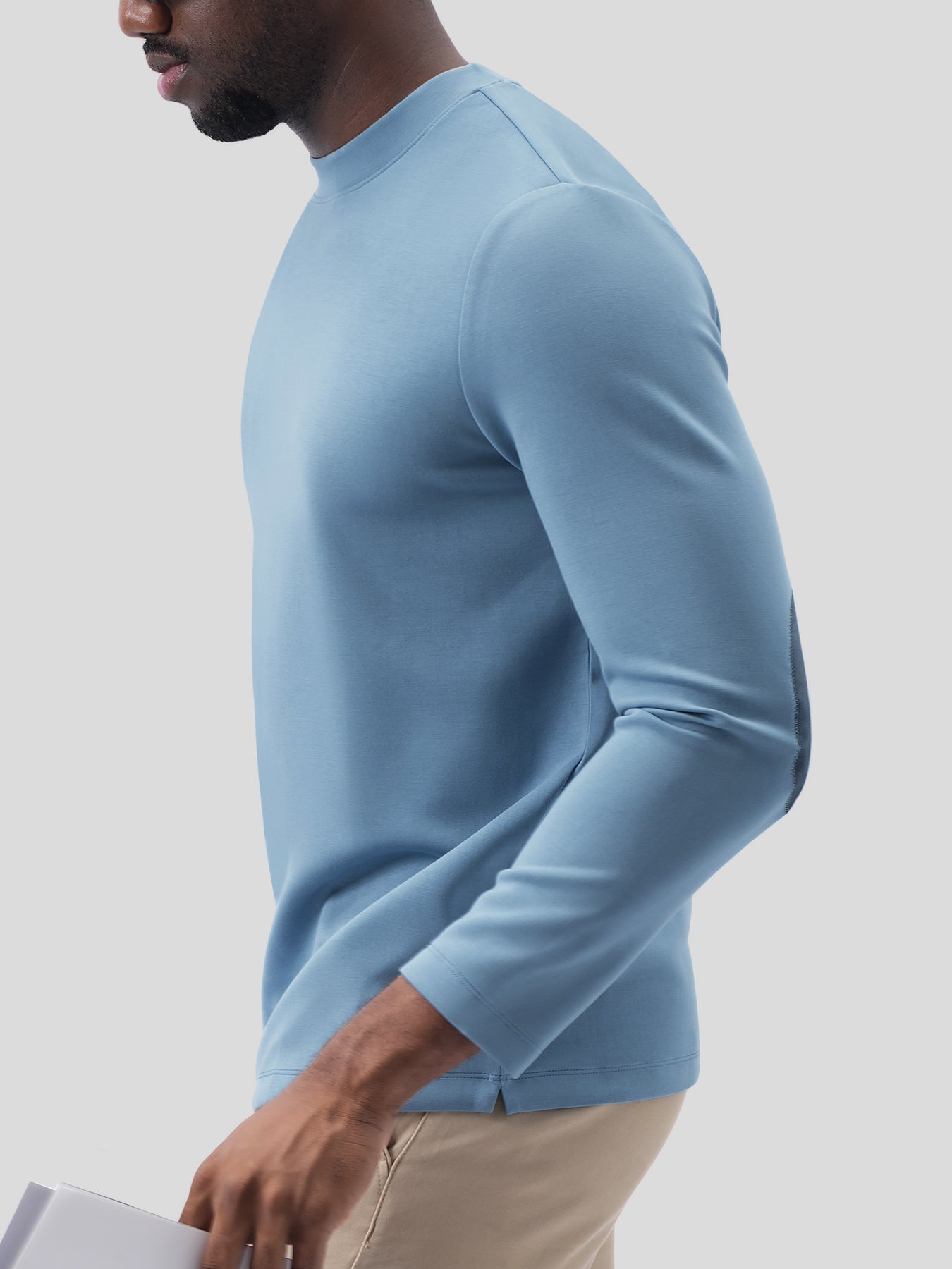 Modal Blend Elbow Patch Long Sleeve Tee:Classic Fit