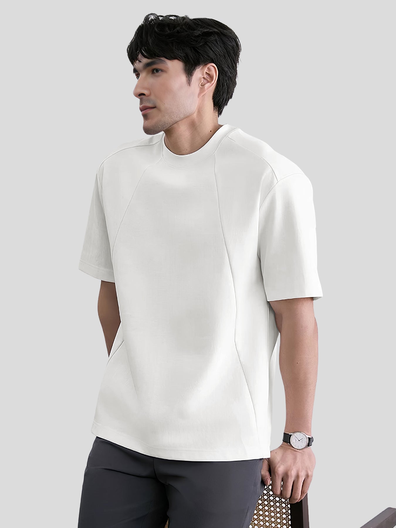 Modal Blend Panelled Short Sleeve Tee