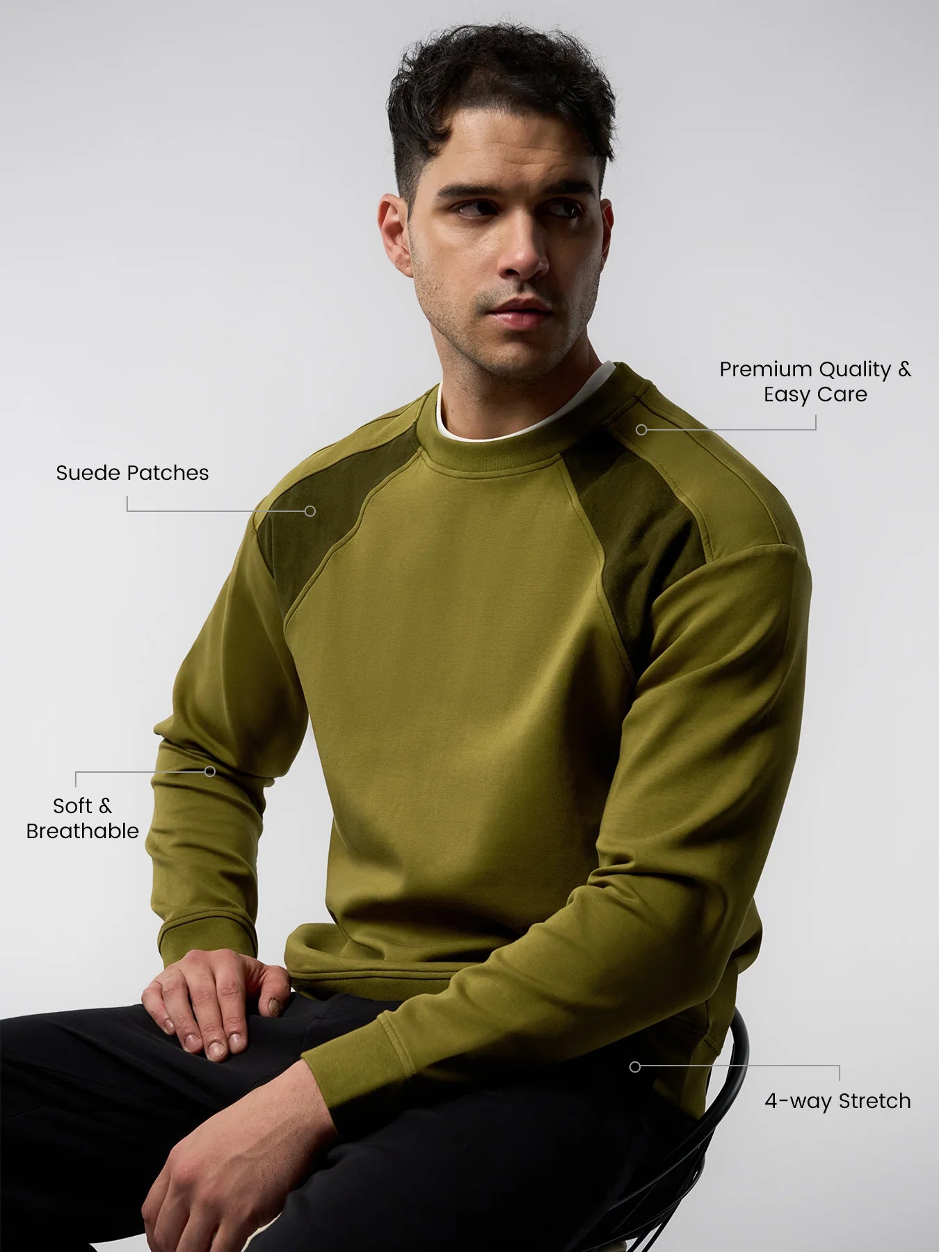 Cozyspacer Suedepatch Sweatshirt And Wide Leg Pants Set