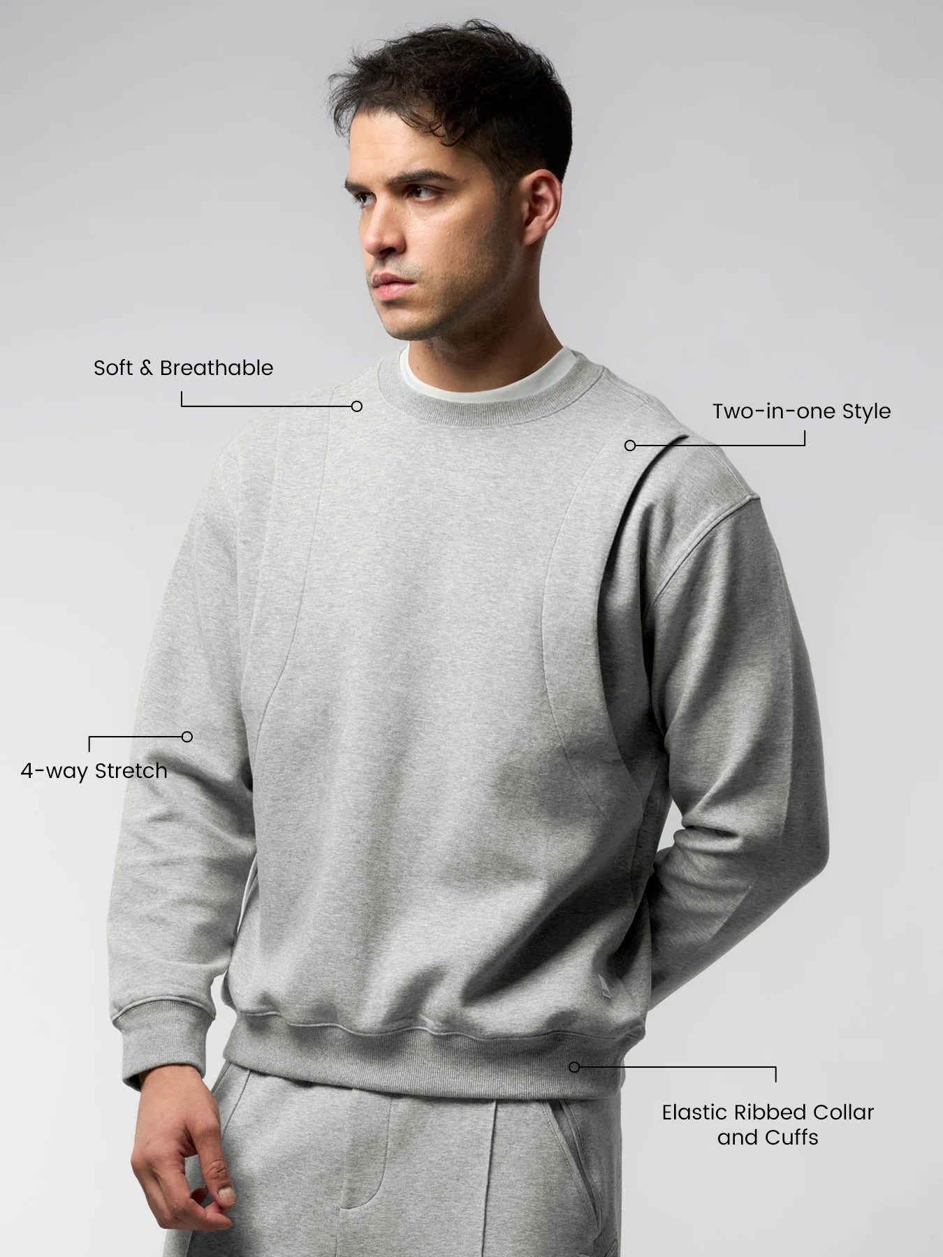 Cozyspacer Layered Sweatshirt And Wide Leg Pants Set