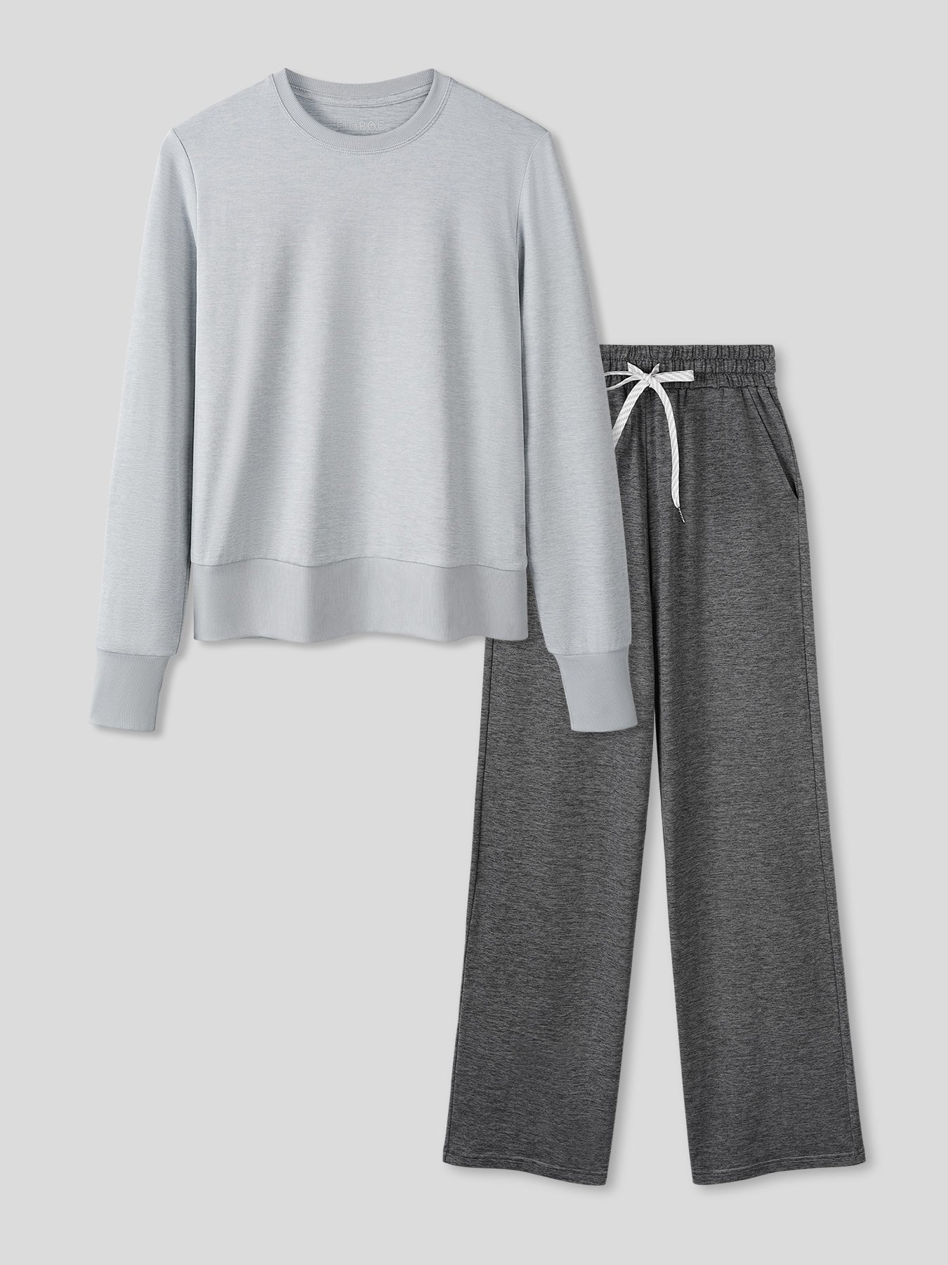 Women Velou Long Sleeve Tee and Wide Leg Pant Set