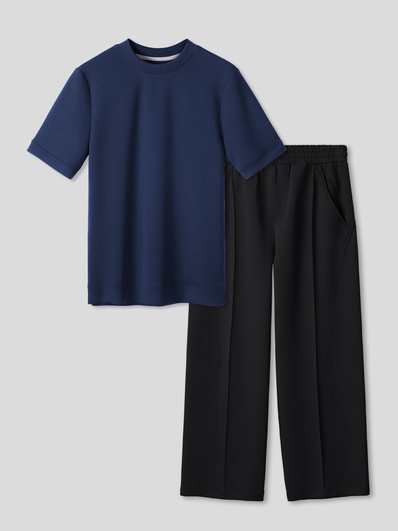 Modal Blend Short Sleeve Tee And Cozyapscer Straight Leg Pant Set