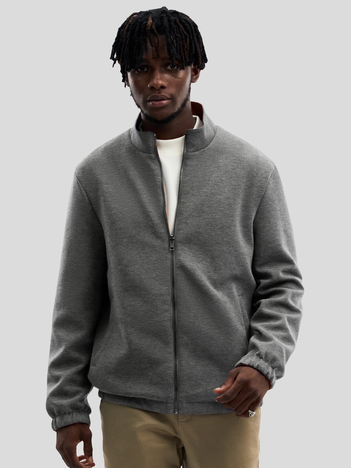 Reversible Windproof Half High Collar Zip Jacket