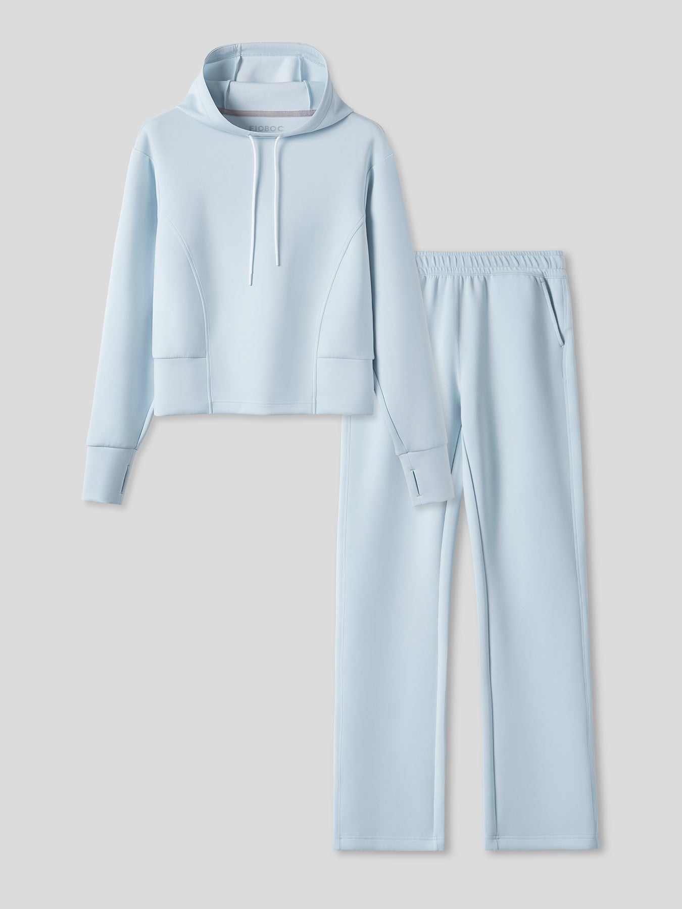 Modal Blend Hoodie And Drawstring Flare Pants Set
