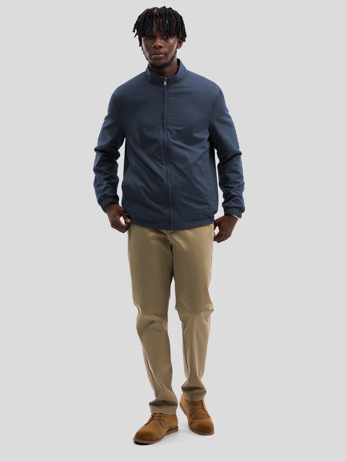 Reversible Windproof Half High Collar Zip Jacket