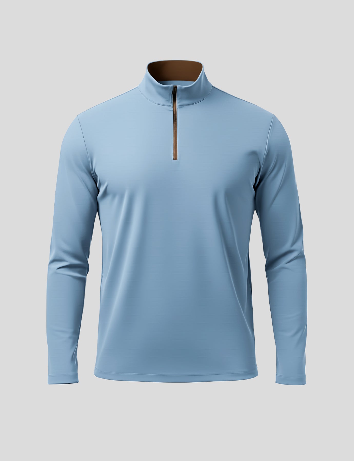 SmoothBlend Slim Fit Half Zip Mock Neck Tee: Zip Contrast Color
