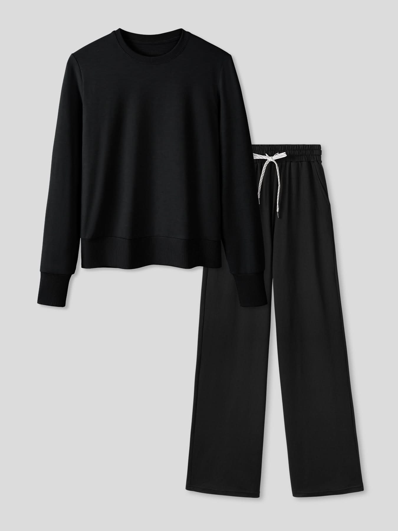 Women Velou Long Sleeve Tee and Wide Leg Pant Set