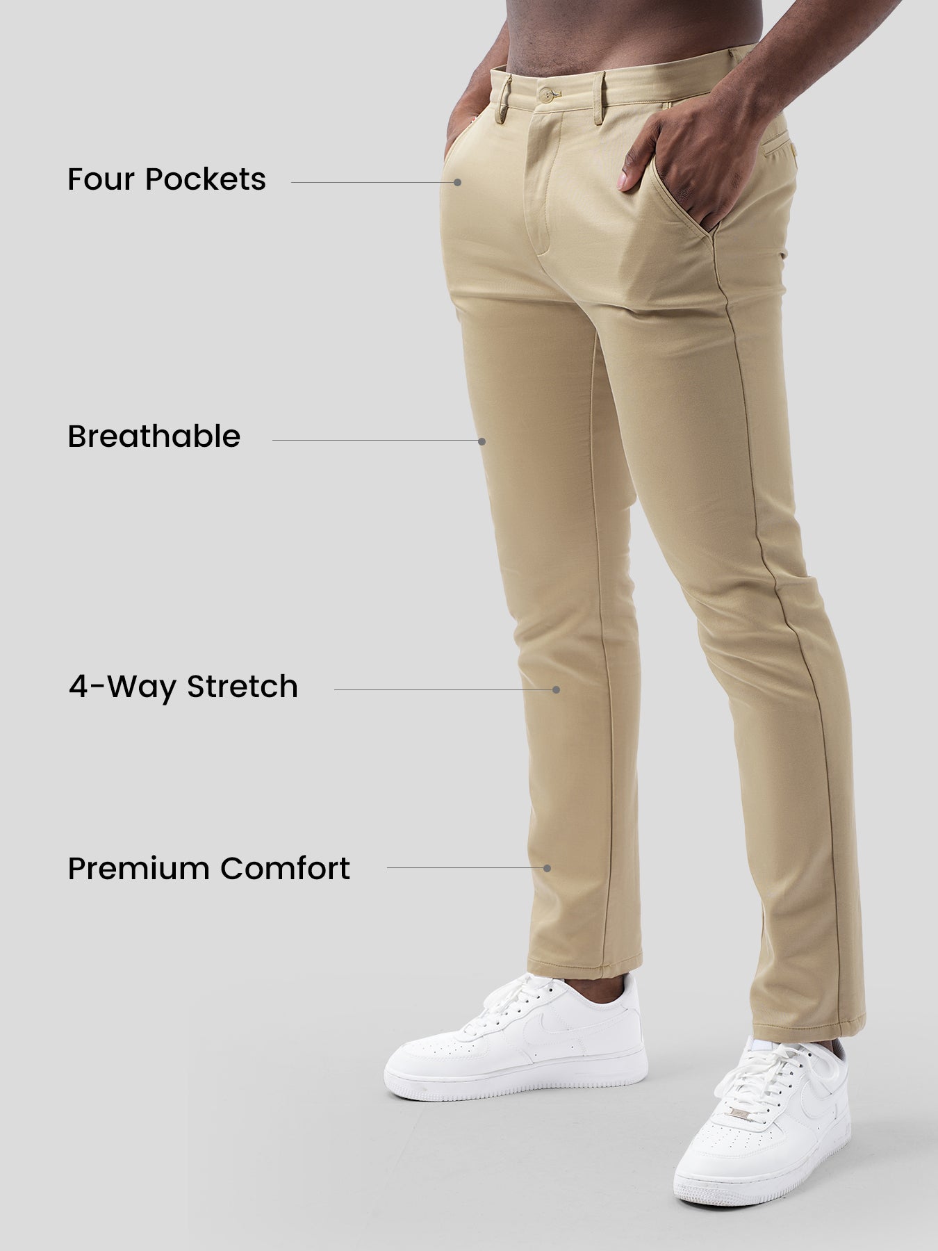 Cotton Sateen Chino Pants Stretch Work Travel