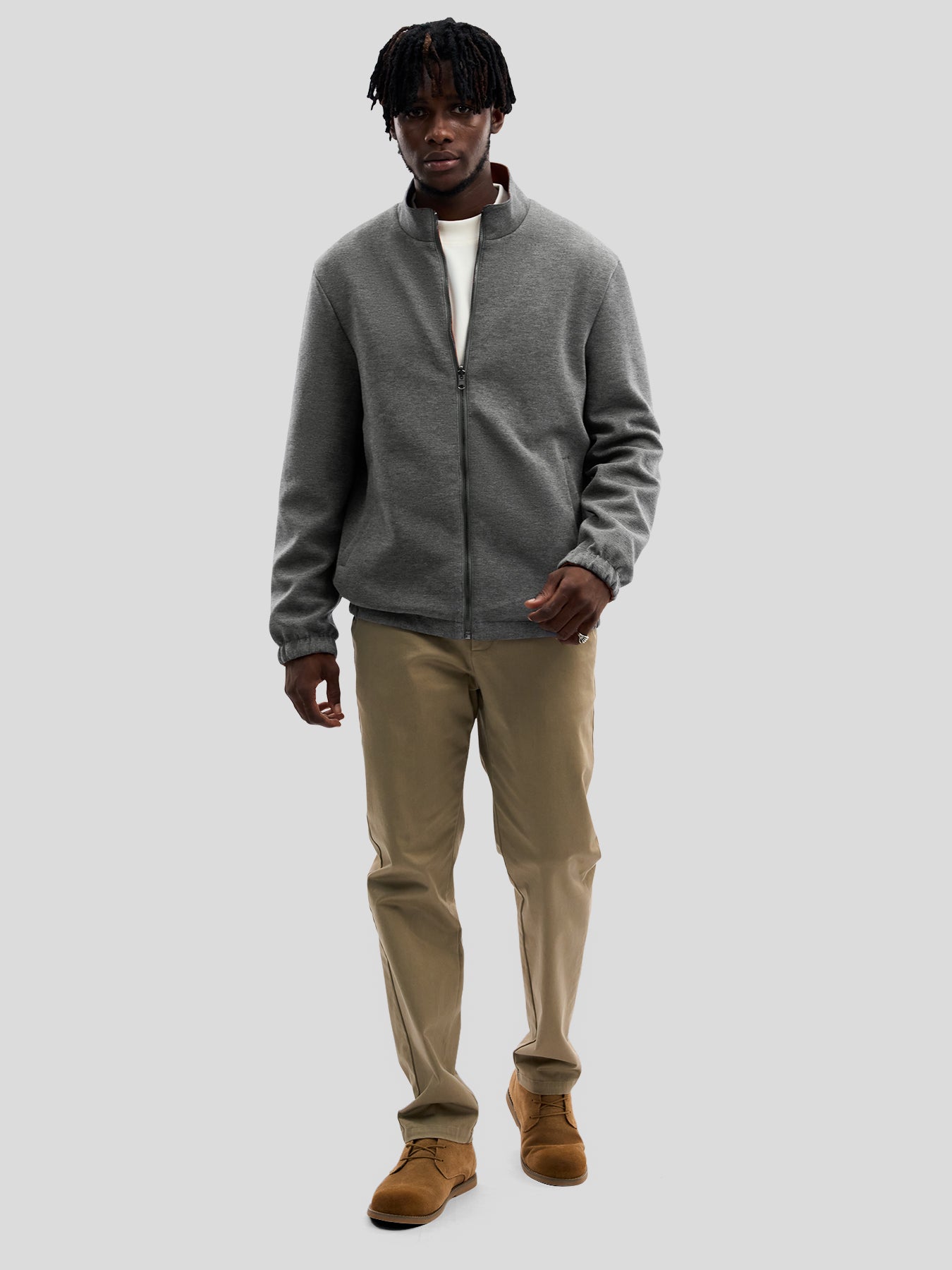 Reversible Windproof Half High Collar Zip Jacket