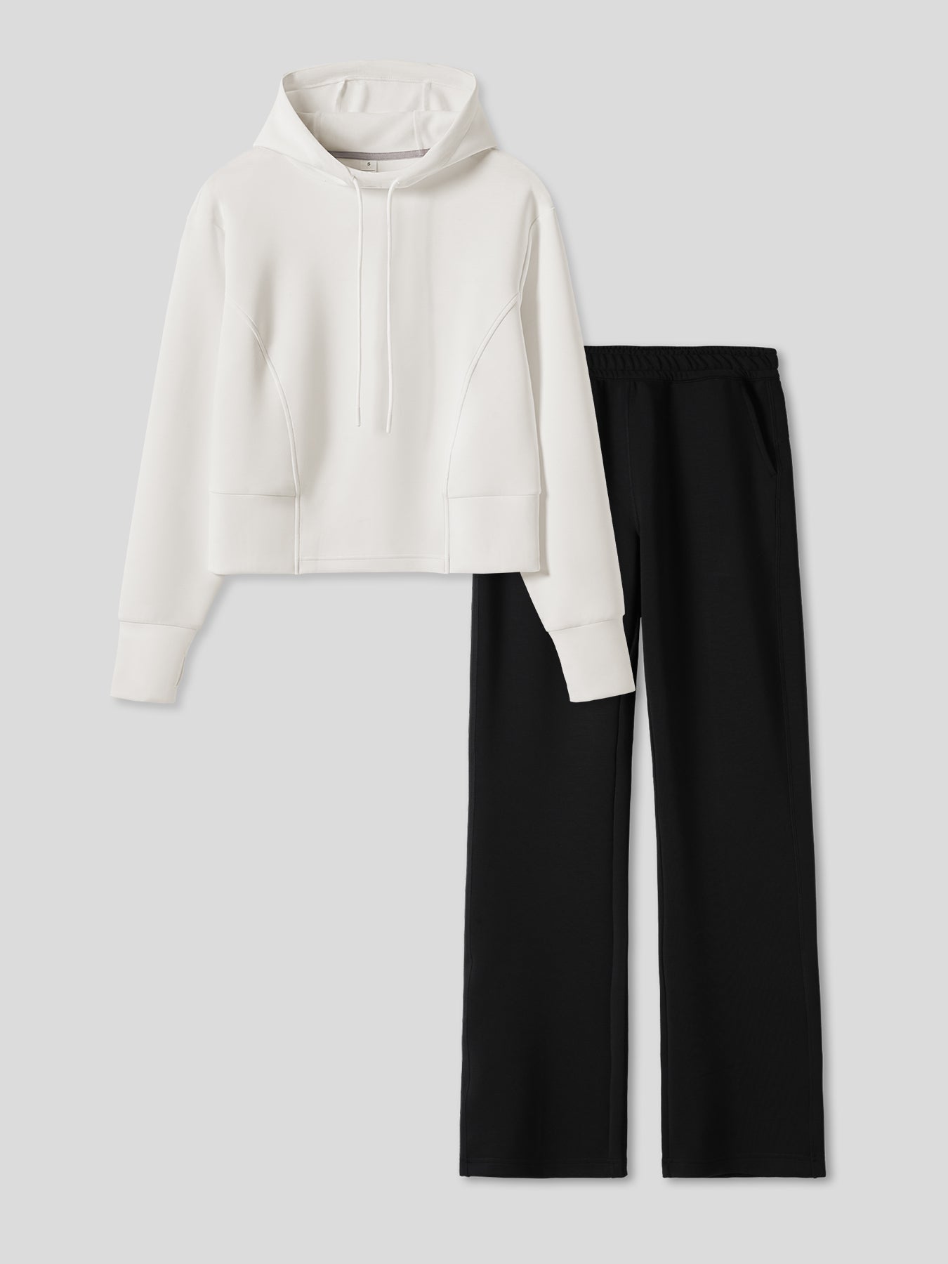 Modal Blend Hoodie And Drawstring Flare Pants Set