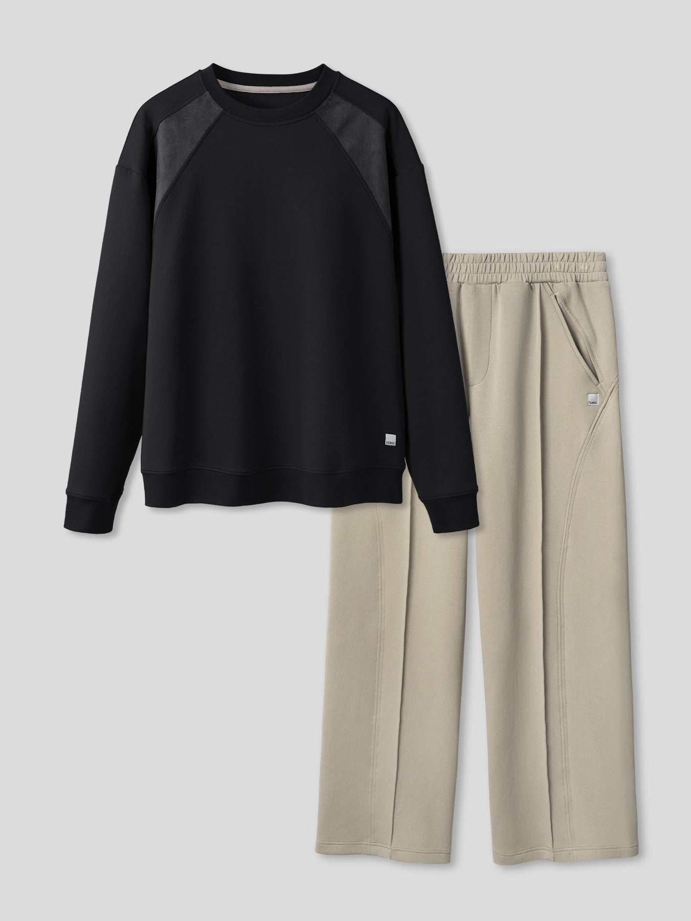 Cozyspacer Suedepatch Sweatshirt And Wide Leg Pants Set