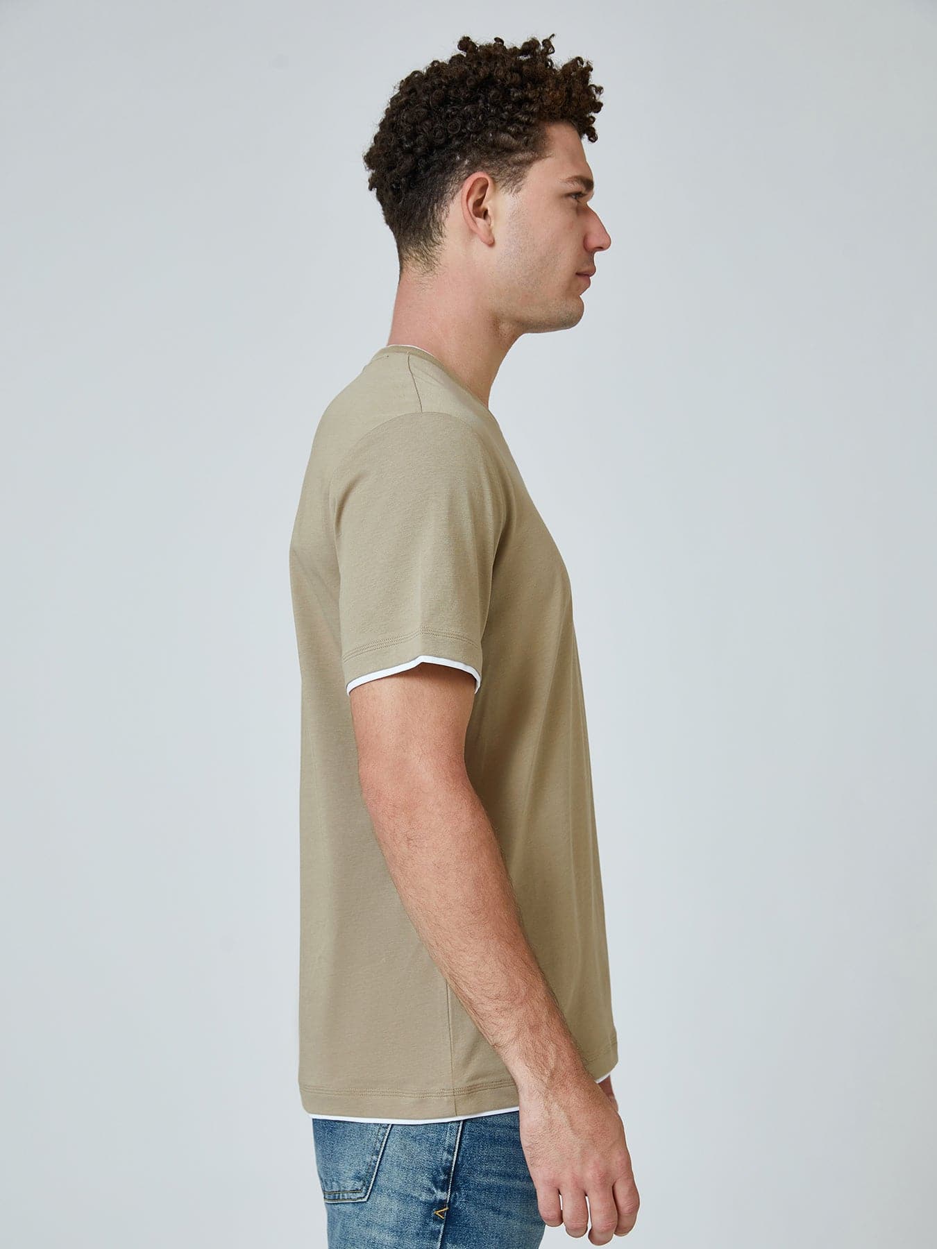Khaki With White Double Layer Tee