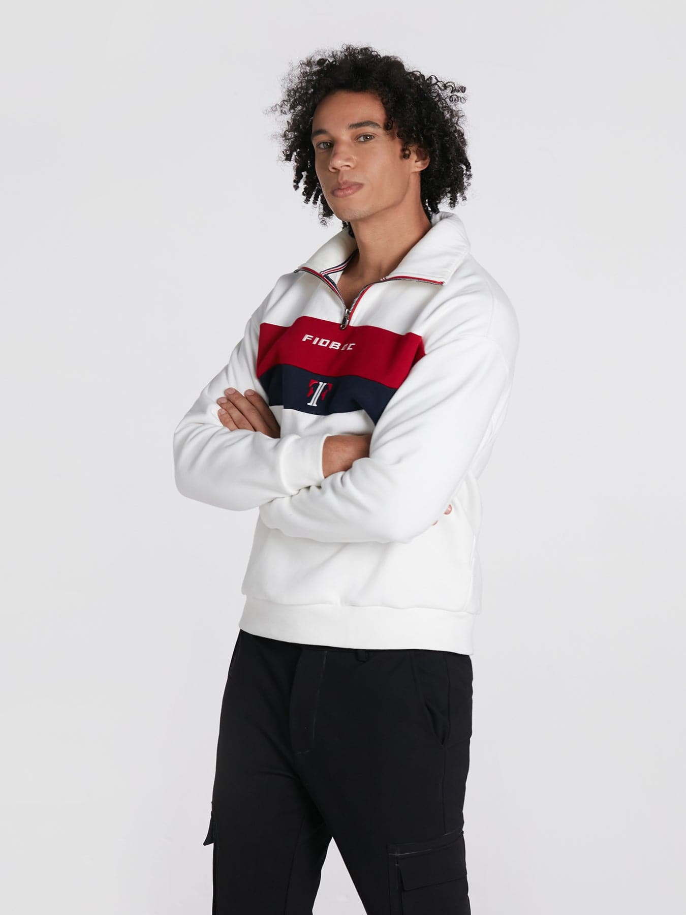 Color Block High Neck Half-Zip Sweatshirt