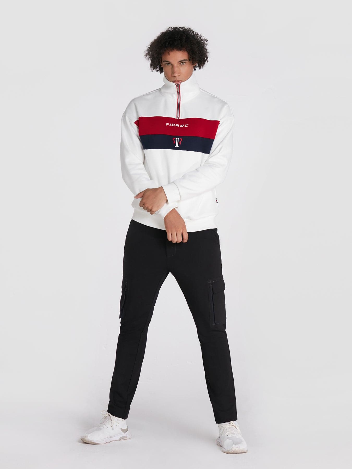 Color Block High Neck Half-Zip Sweatshirt