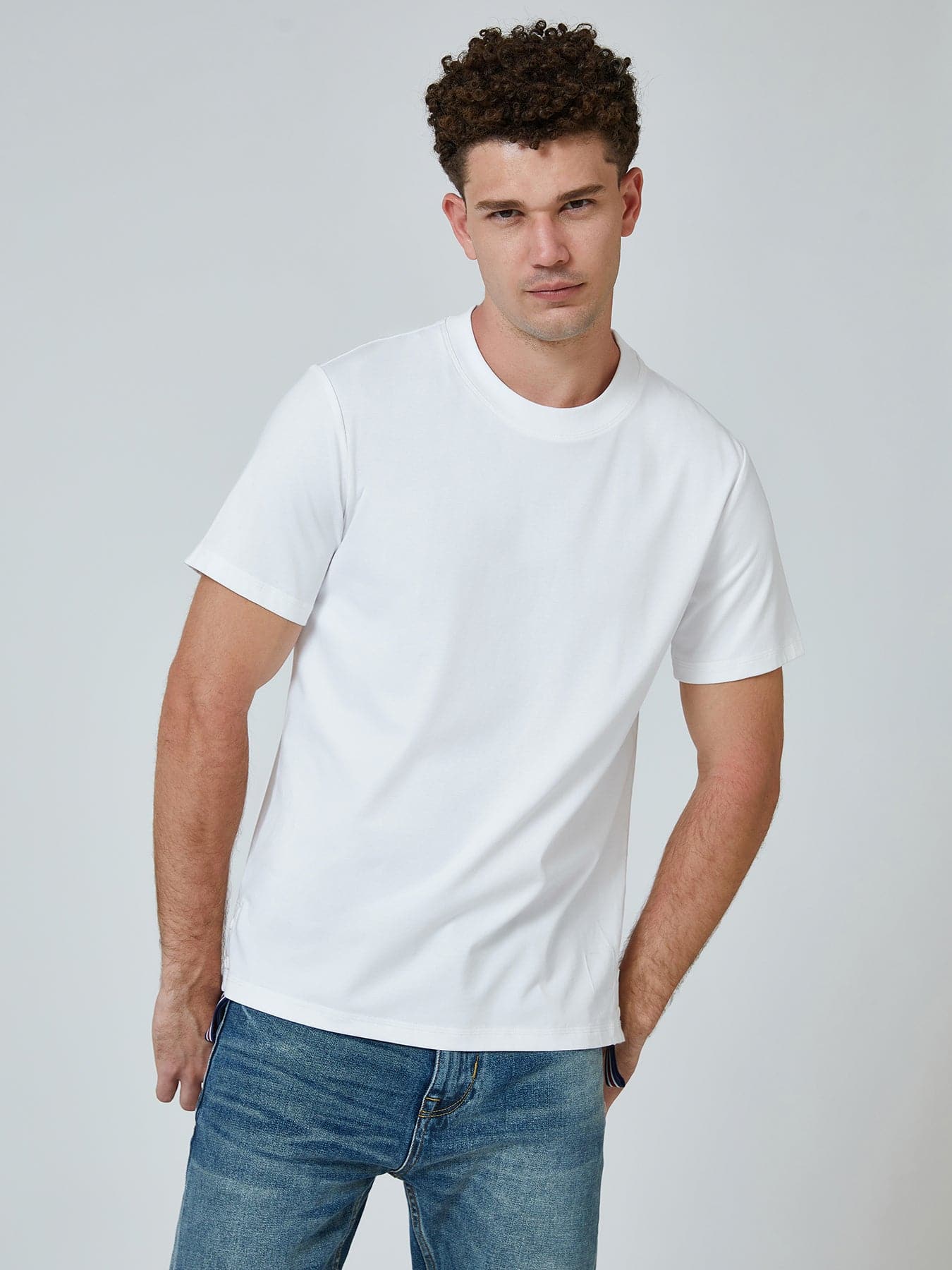 Basic Tee With Side Button Detail Hem