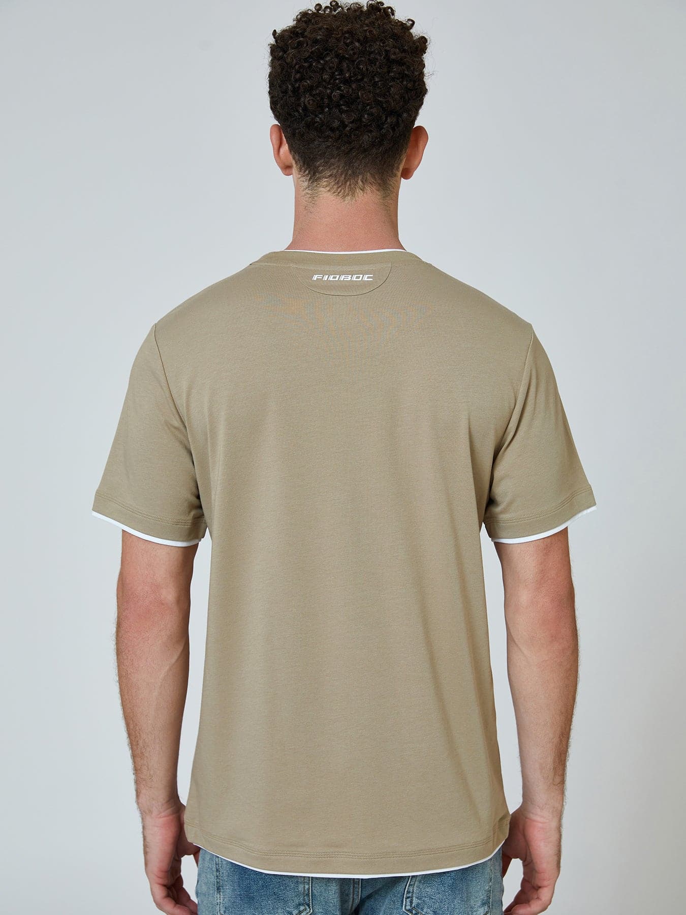 Khaki With White Double Layer Tee