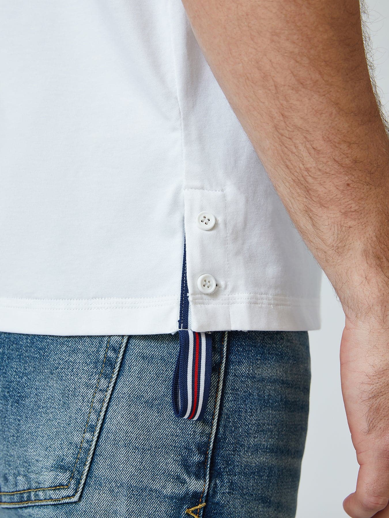 Basic Tee With Side Button Detail Hem