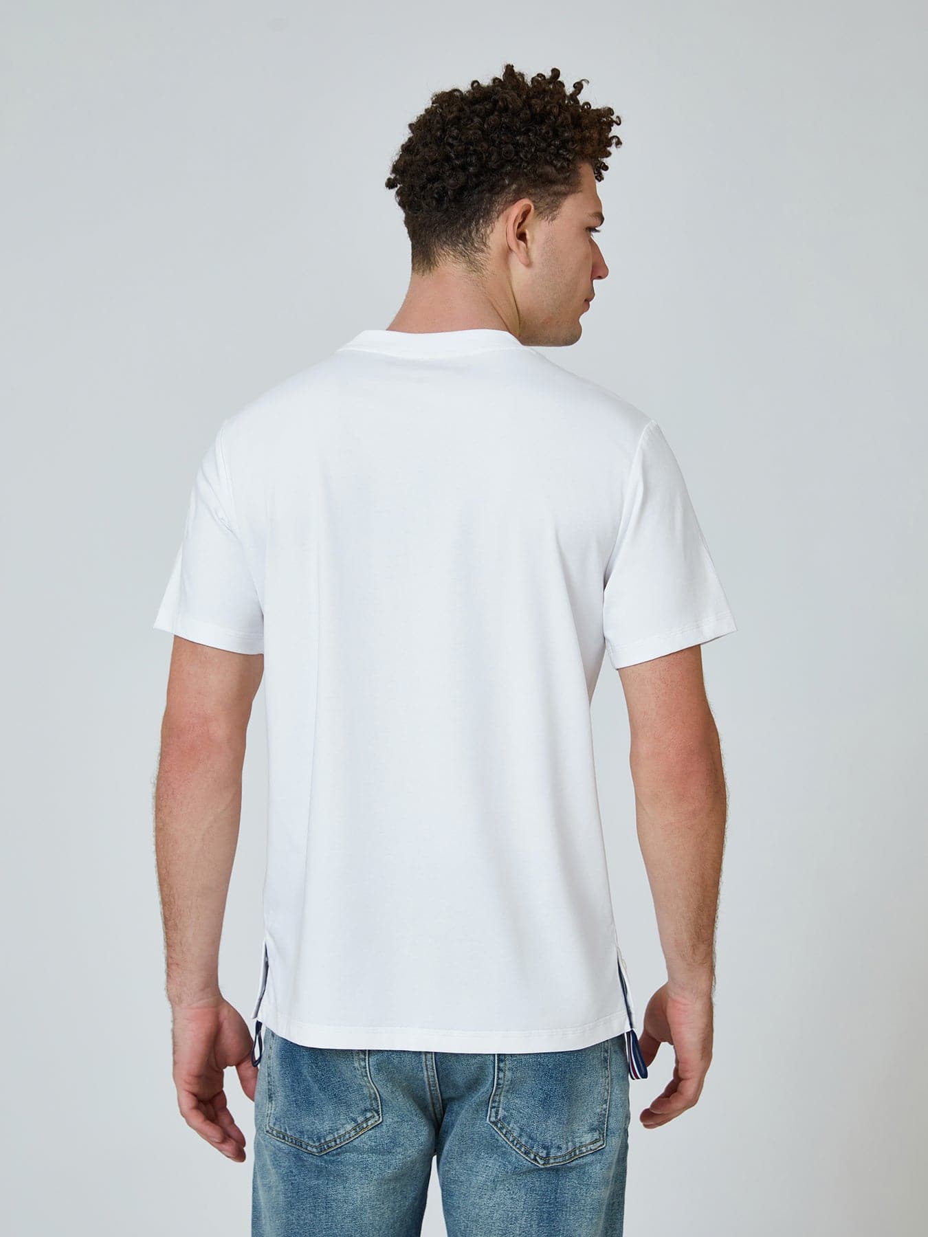 Basic Tee With Side Button Detail Hem