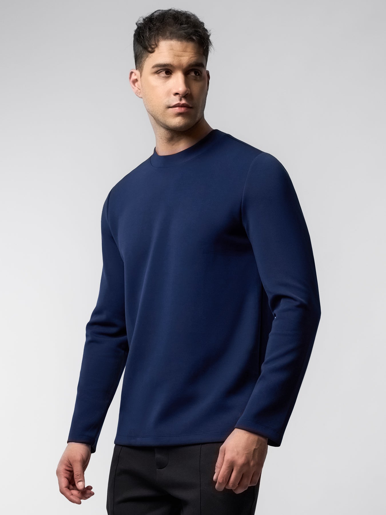 Modal Blend Elbow Patch Long Sleeve Tee:Slim Fit