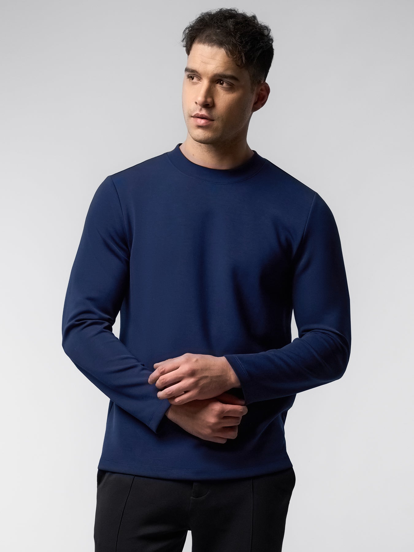 Modal Blend Elbow Patch Long Sleeve Tee Slim Fit
