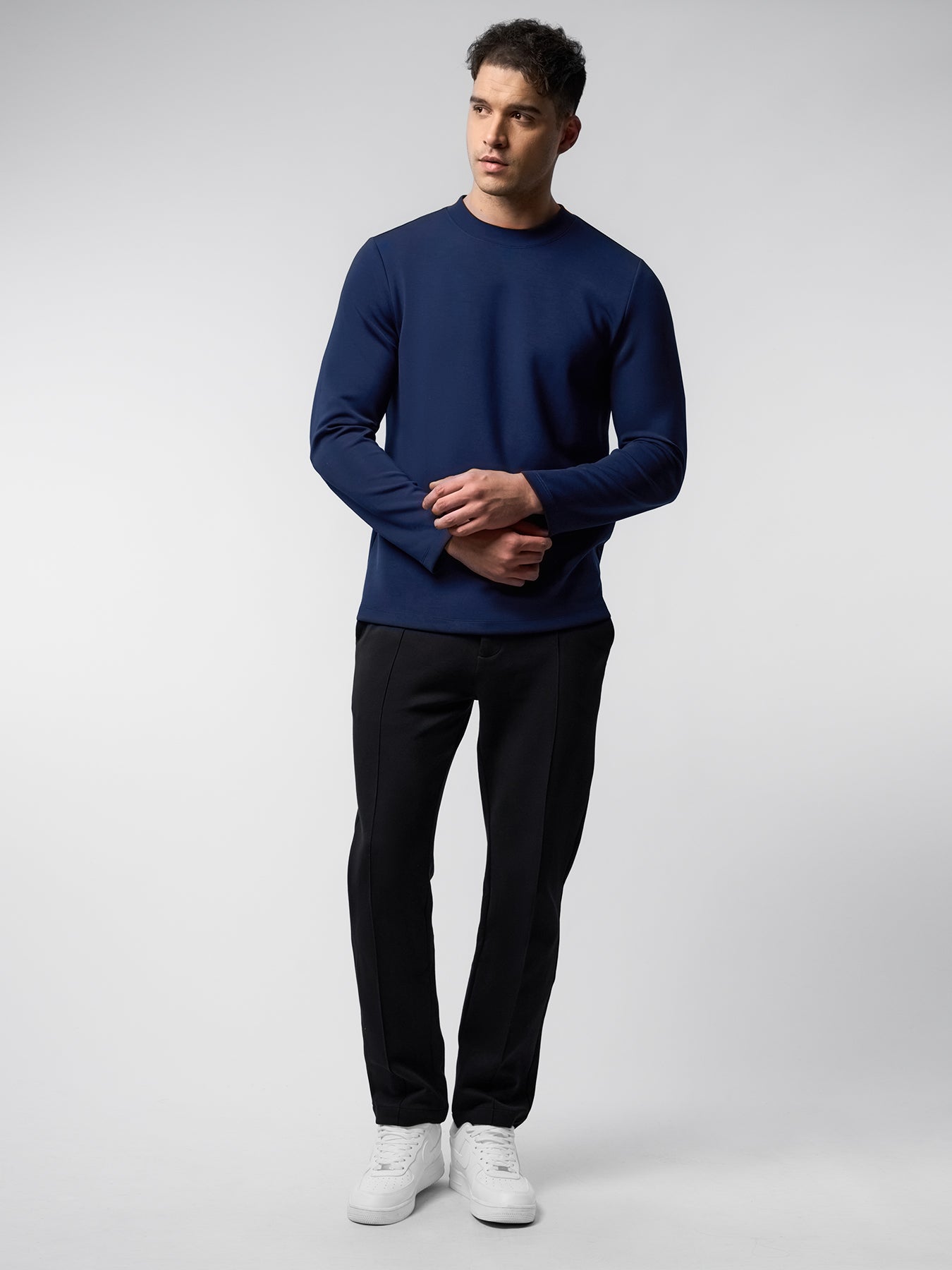 Modal Blend Elbow Patch Long Sleeve Tee:Slim Fit