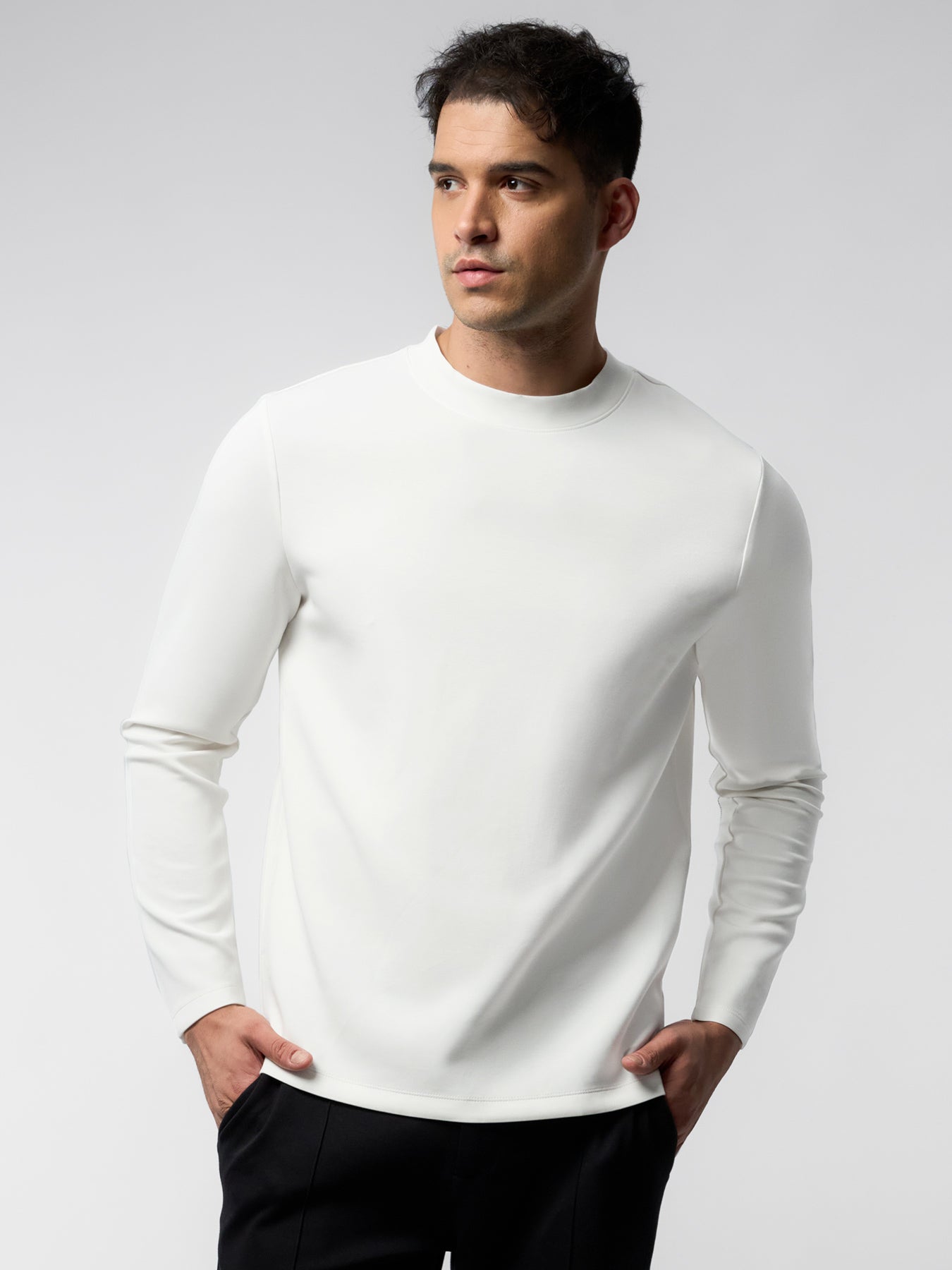 Modal Blend Elbow Patch Long Sleeve Tee:Slim Fit