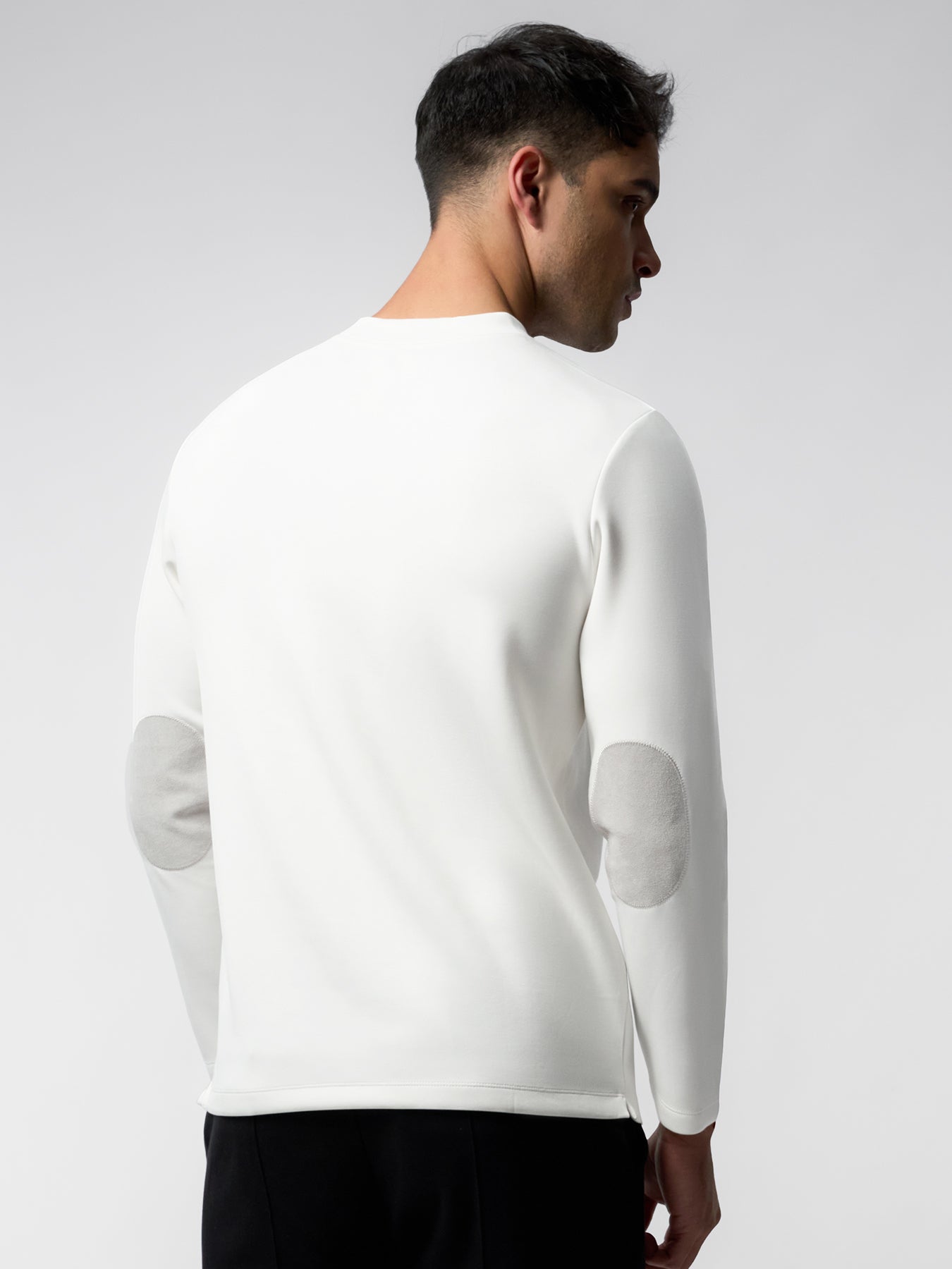 Modal Blend Elbow Patch Long Sleeve Tee:Slim Fit
