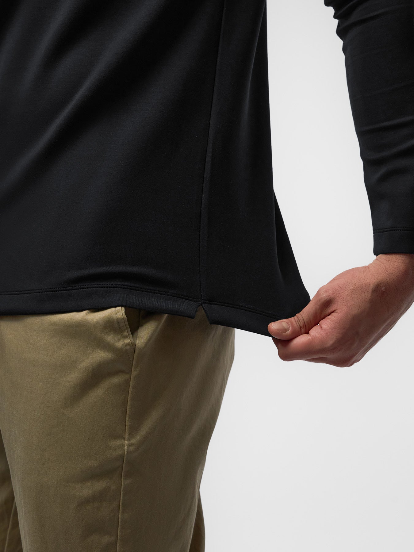 Modal Blend Elbow Patch Long Sleeve Tee:Slim Fit