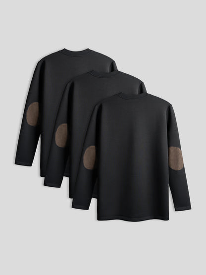 Modal Blend Elbow Patch Long Sleeve Tee 3-Pack