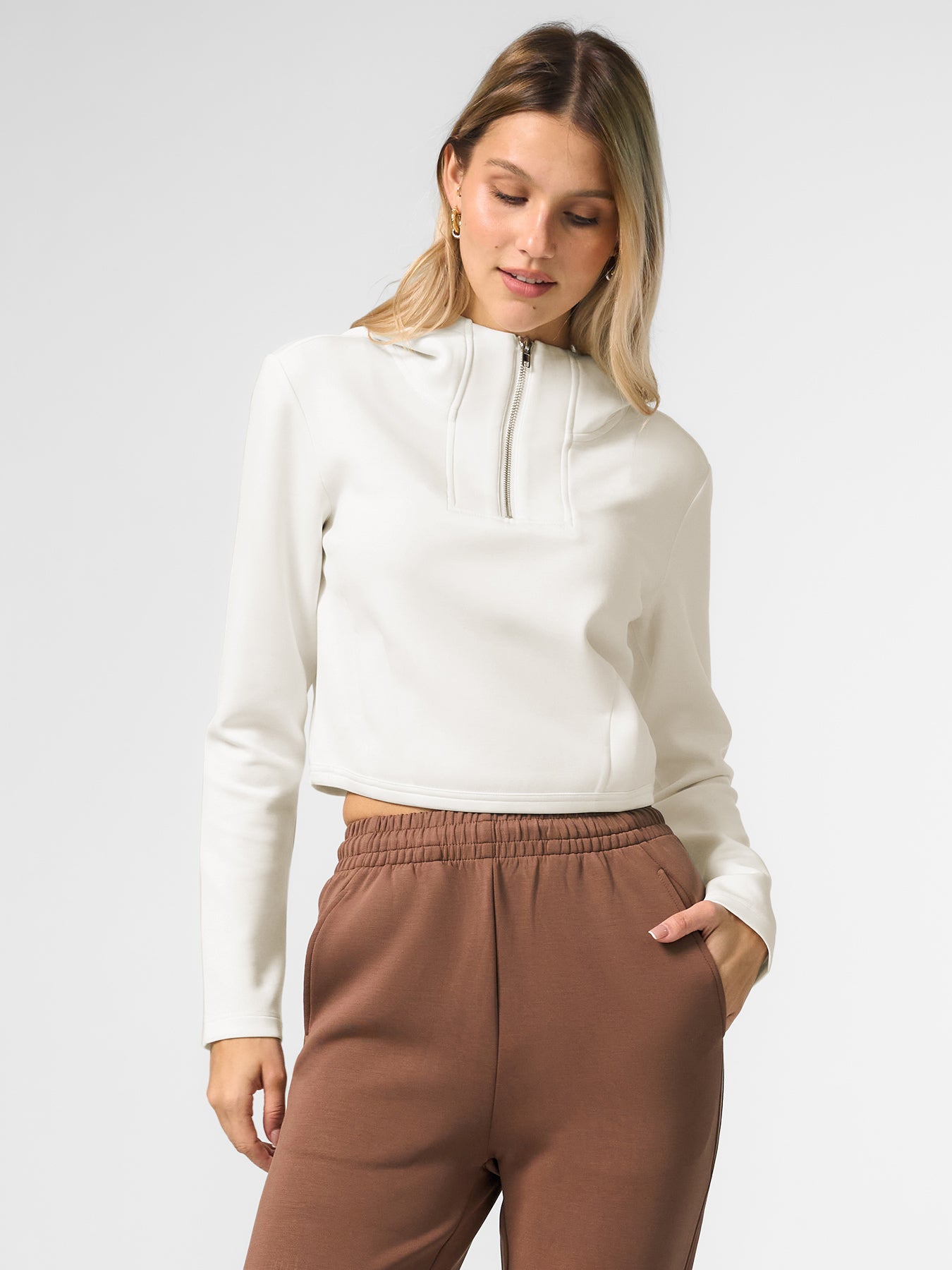 Modal Blend Hooded Zip Curved Hem