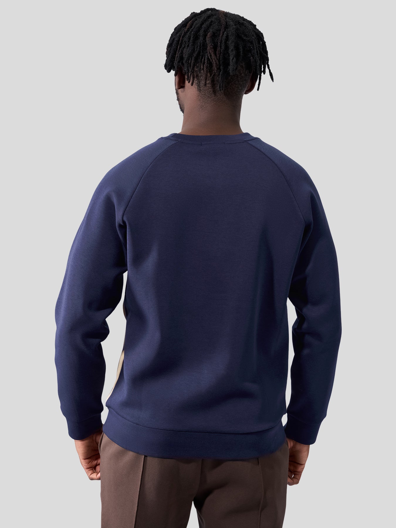 Modal Blend Crew Neck Contrast Color Sweatshirt Stretch