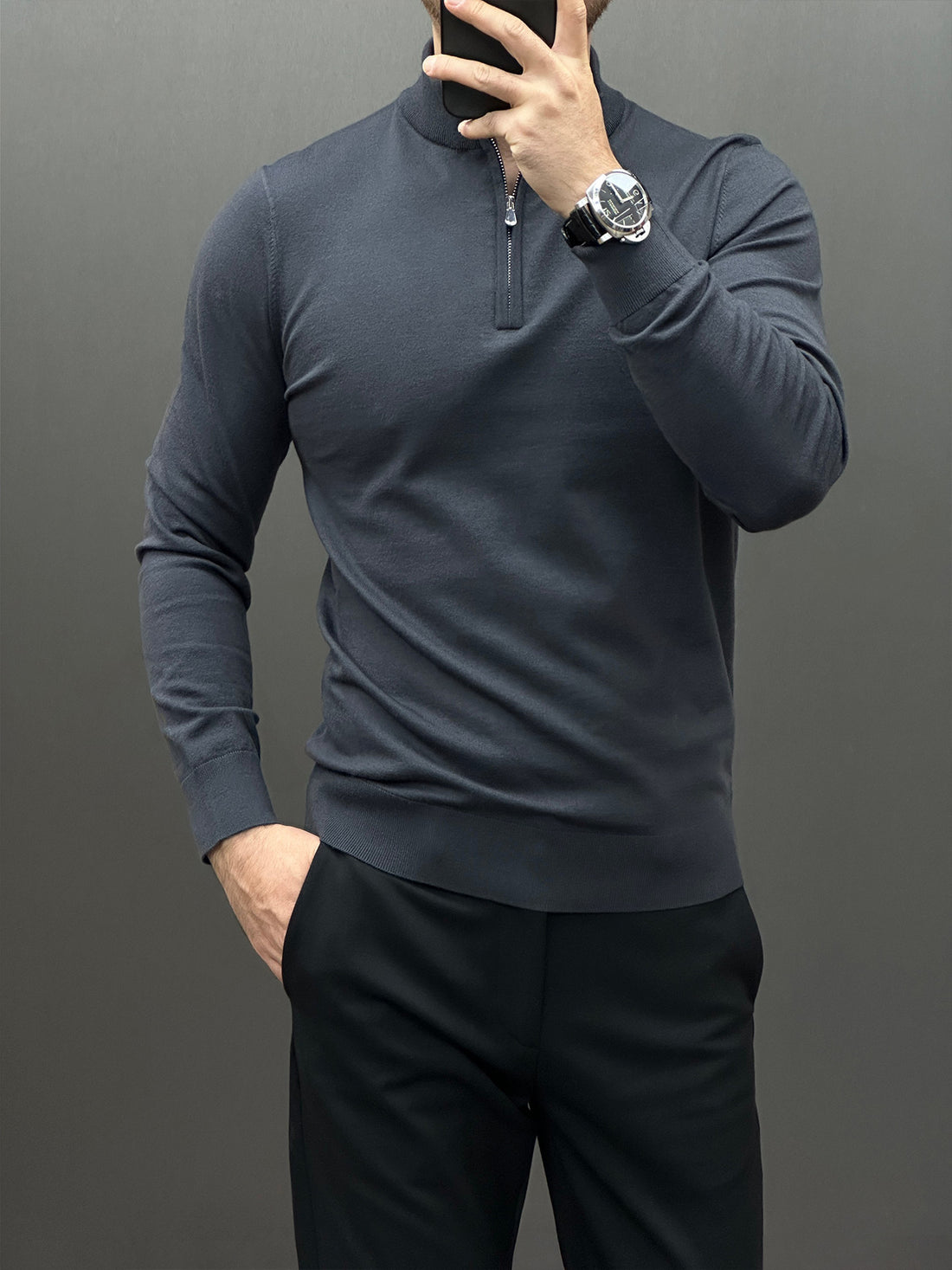 GentleKnit Washable Merino Half Zip Mock Neck Sweater
