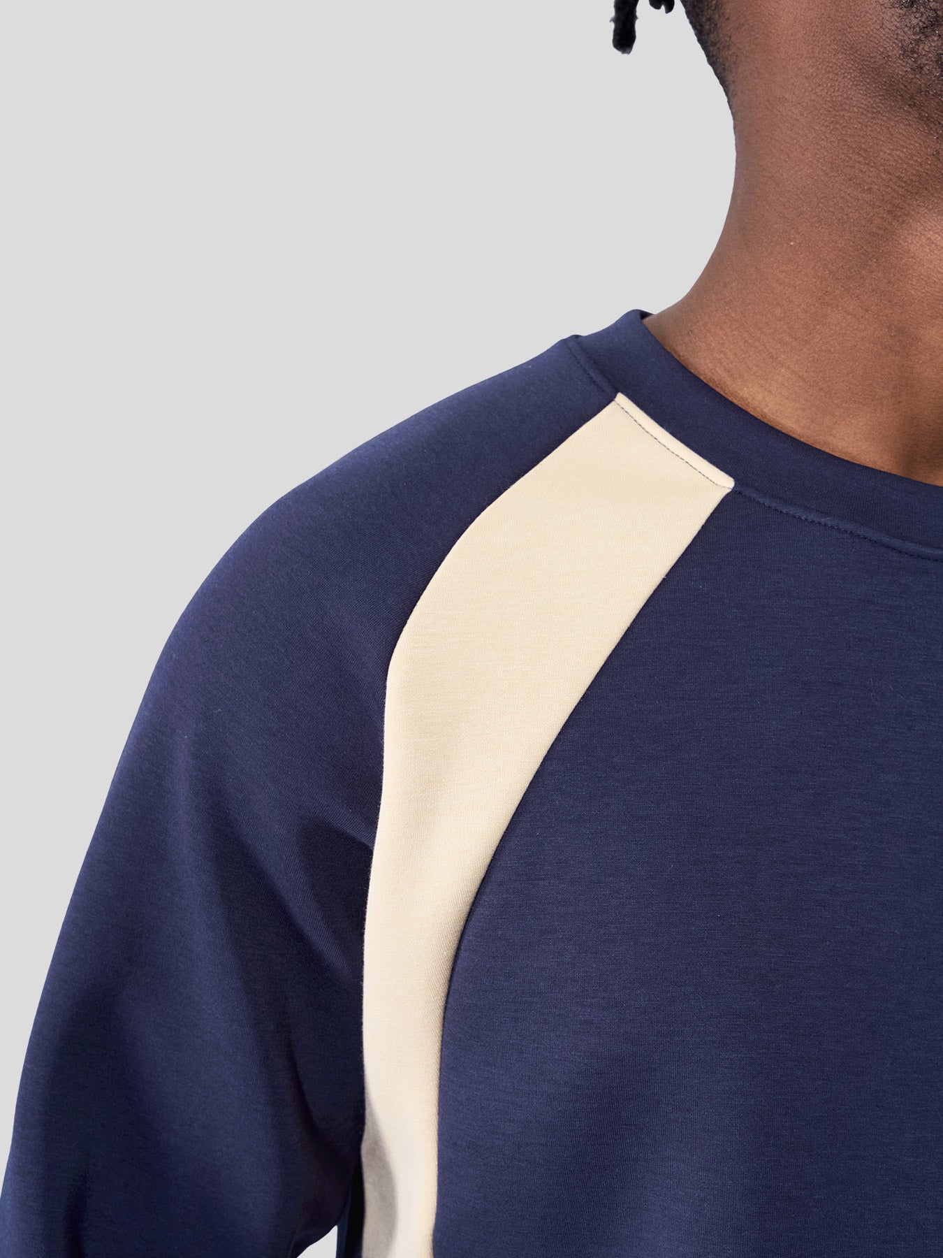 Modal Blend Crew Neck Contrast Color Sweatshirt Stretch