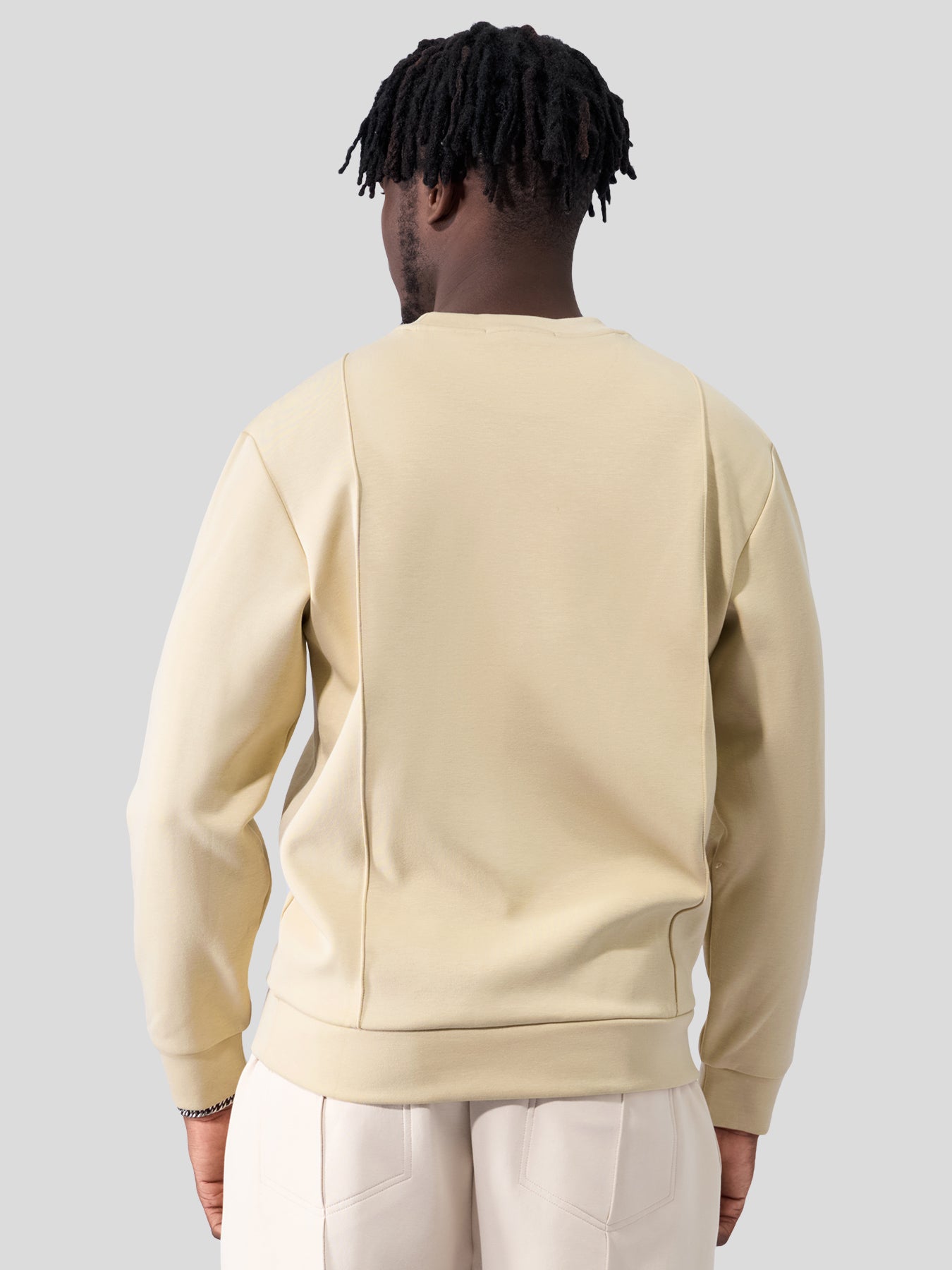 Modal Blend Crew Neck Sweatshirt Panel Stitching Design
