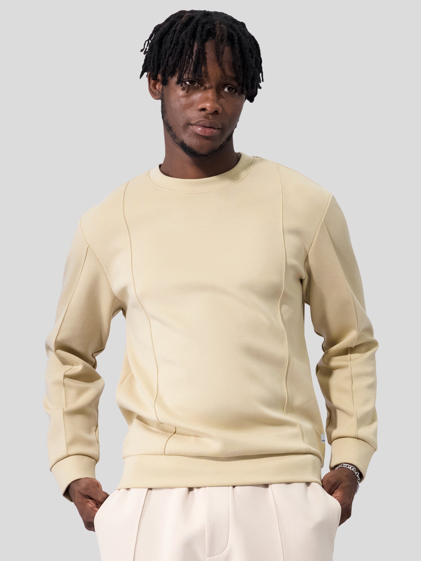 Modal Blend Crew Neck Sweatshirt Panel Stitching Design