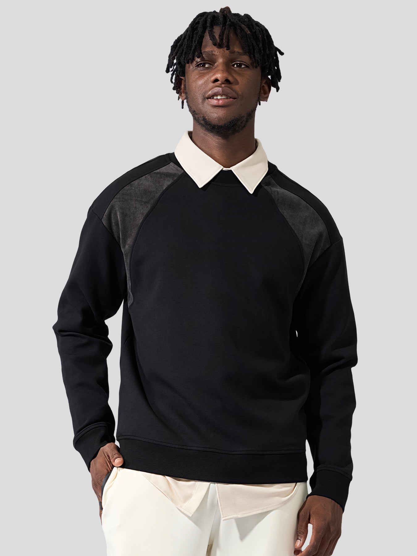 Cozyspacer Suedepatch Sweatshirt And Zip Ankle Jogger Set
