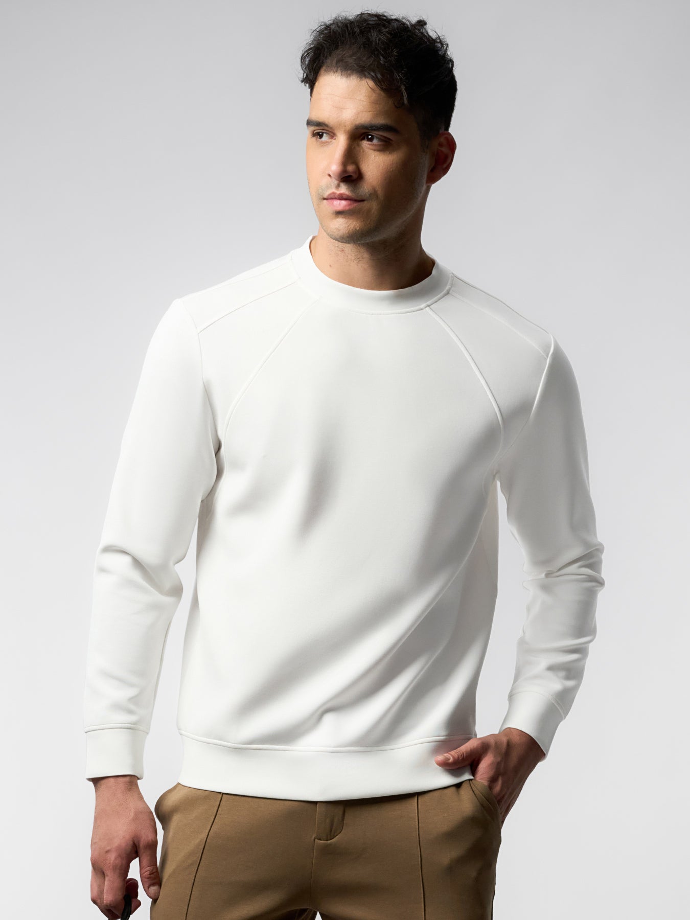 Modal Blend Fall Panel Sweatshirt Wrinkle Resistant Daily Wear